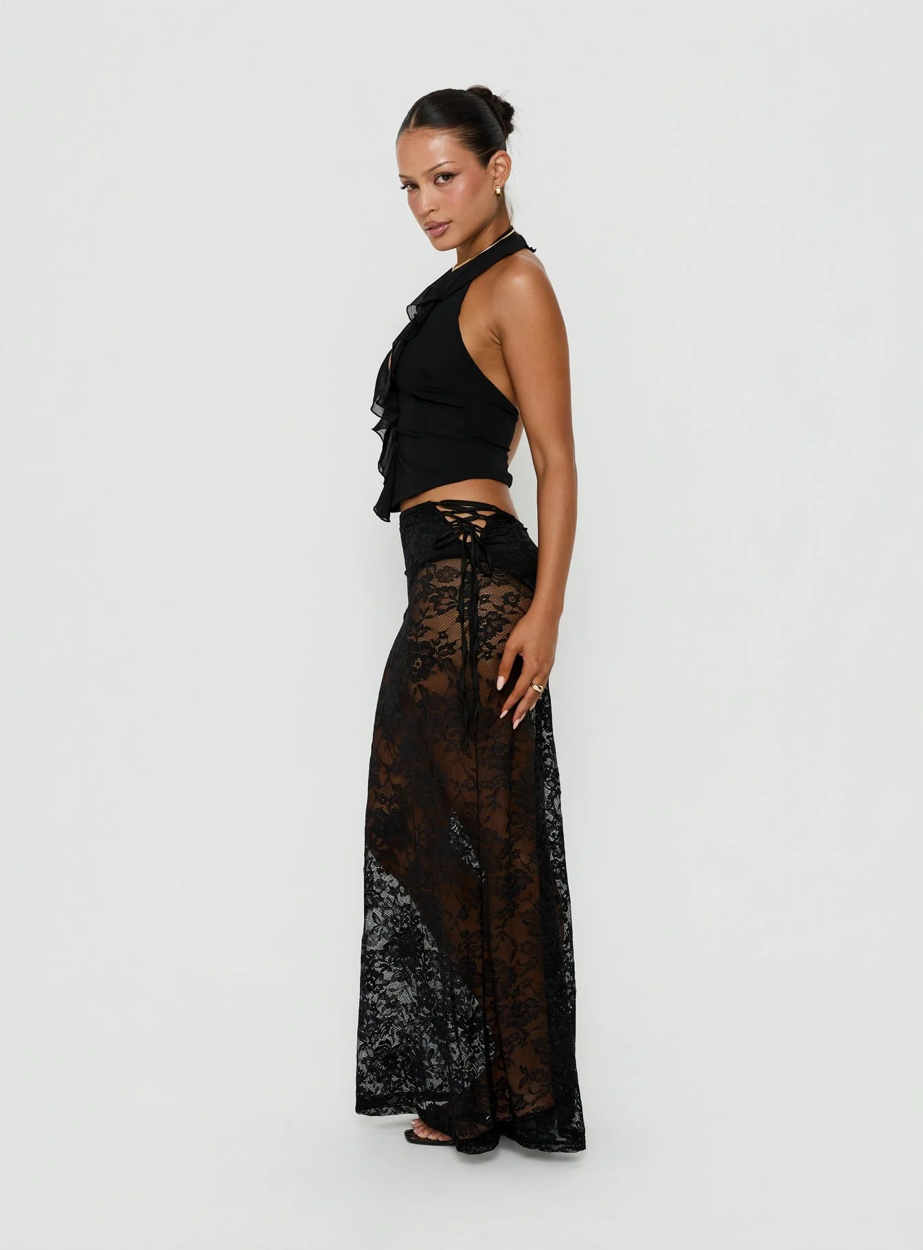 Marenya Lace Maxi Skirt Black - Image 4