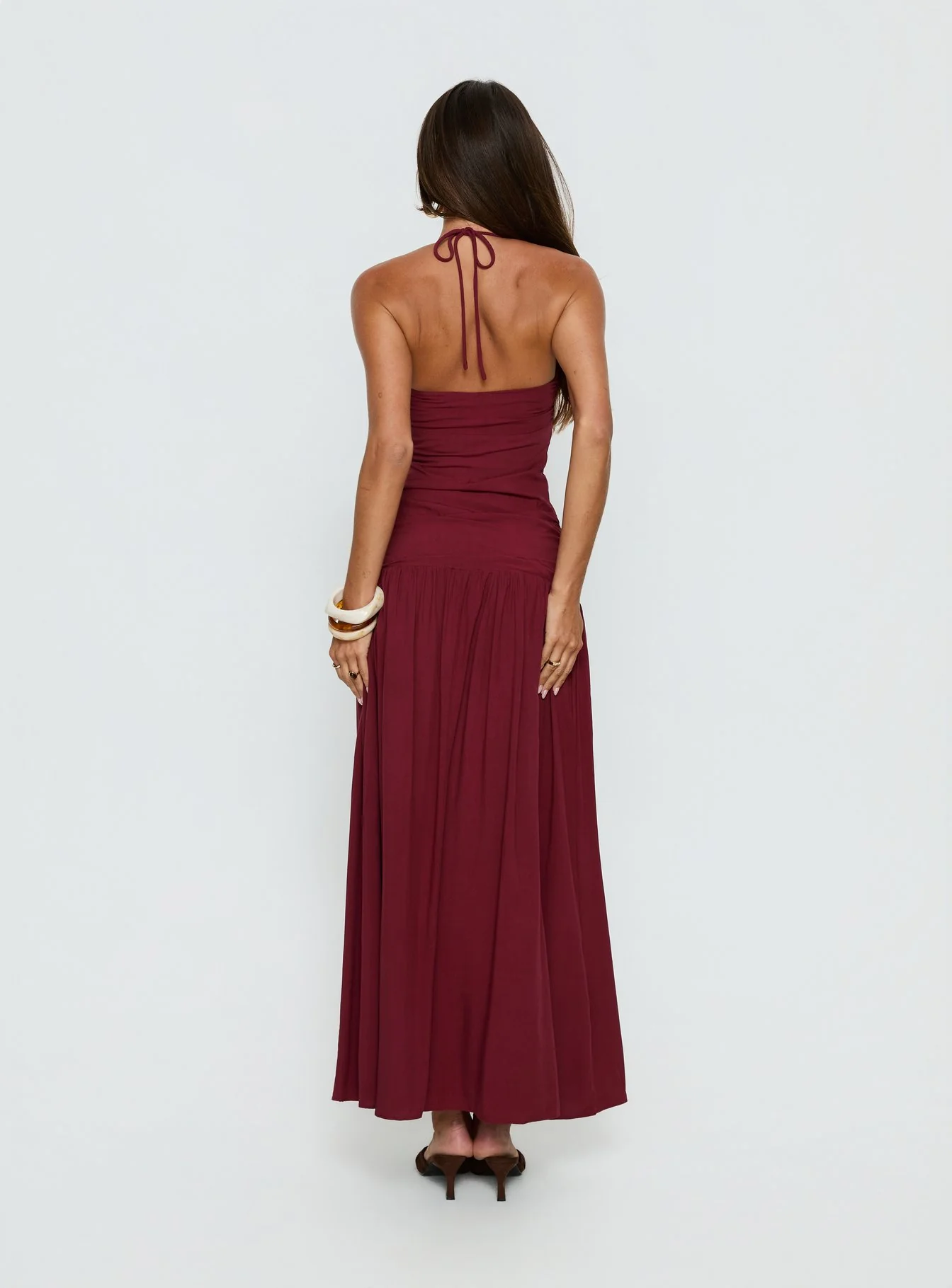 Marguerite Halter Maxi Dress Ruby Wine - Image 4