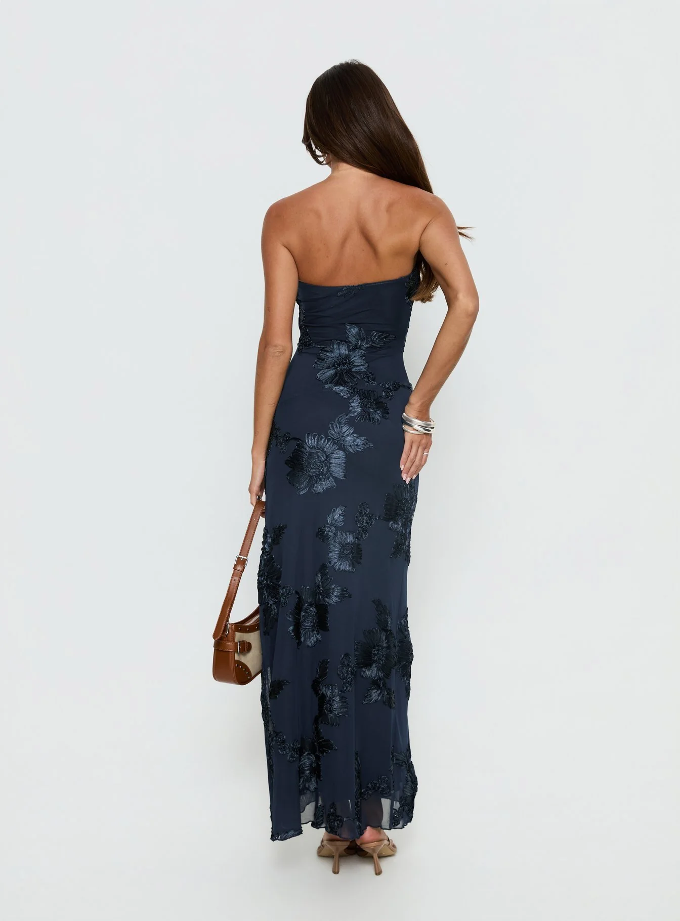 Maribeth Strapless Floral Maxi Dress Navy - Image 5