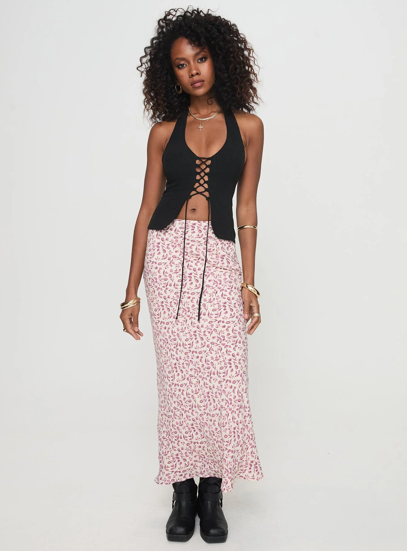 Mariposa Maxi Skirt Beige Floral - Image 2