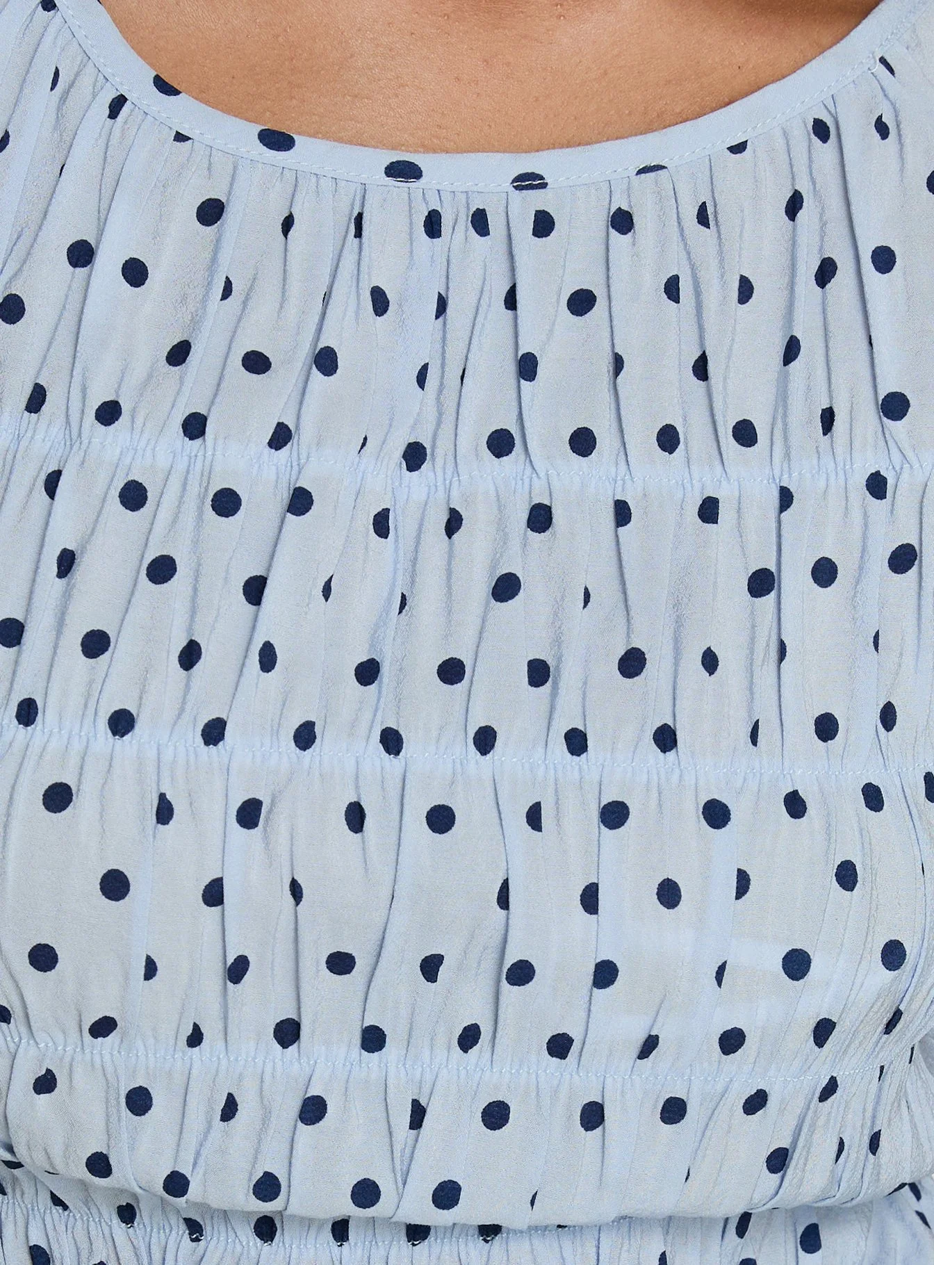 Marleene Shirred Top Blue Polka - Image 5