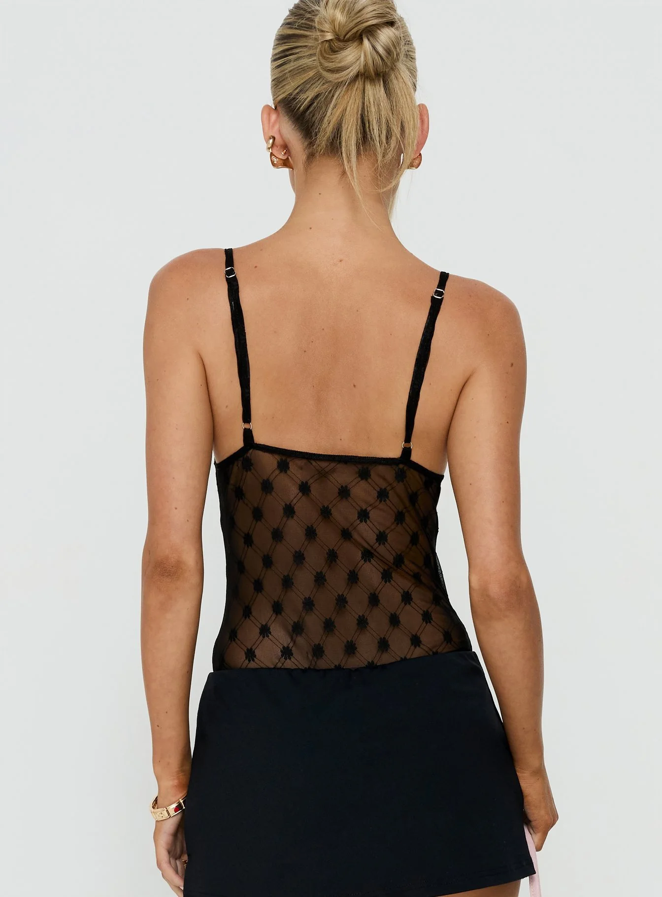 Marlyne Sheer Lace Plunge Neck Bodysuit Black - Image 4