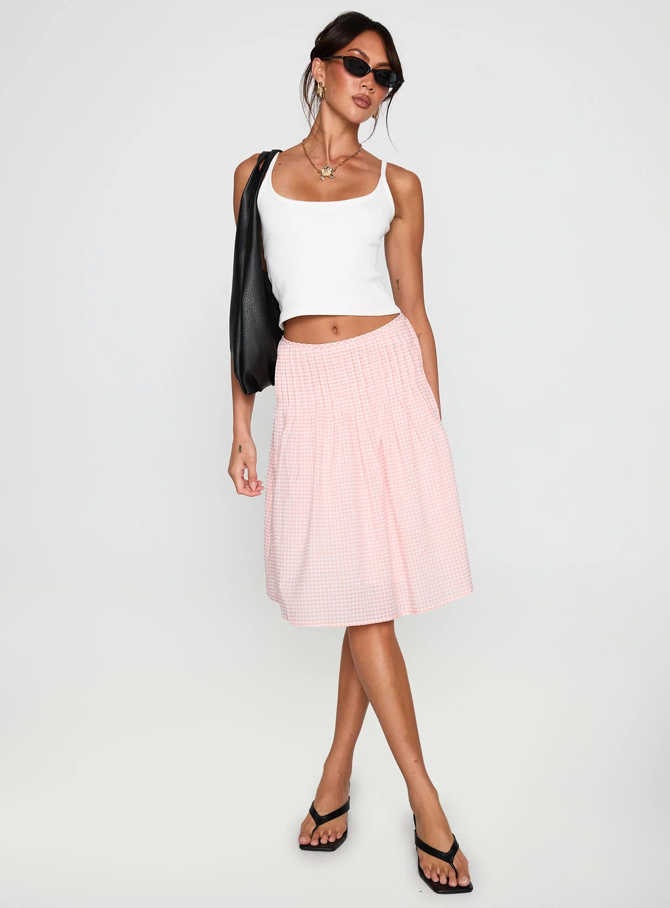Maryanna Midi Skirt Pink Gingham - Image 3