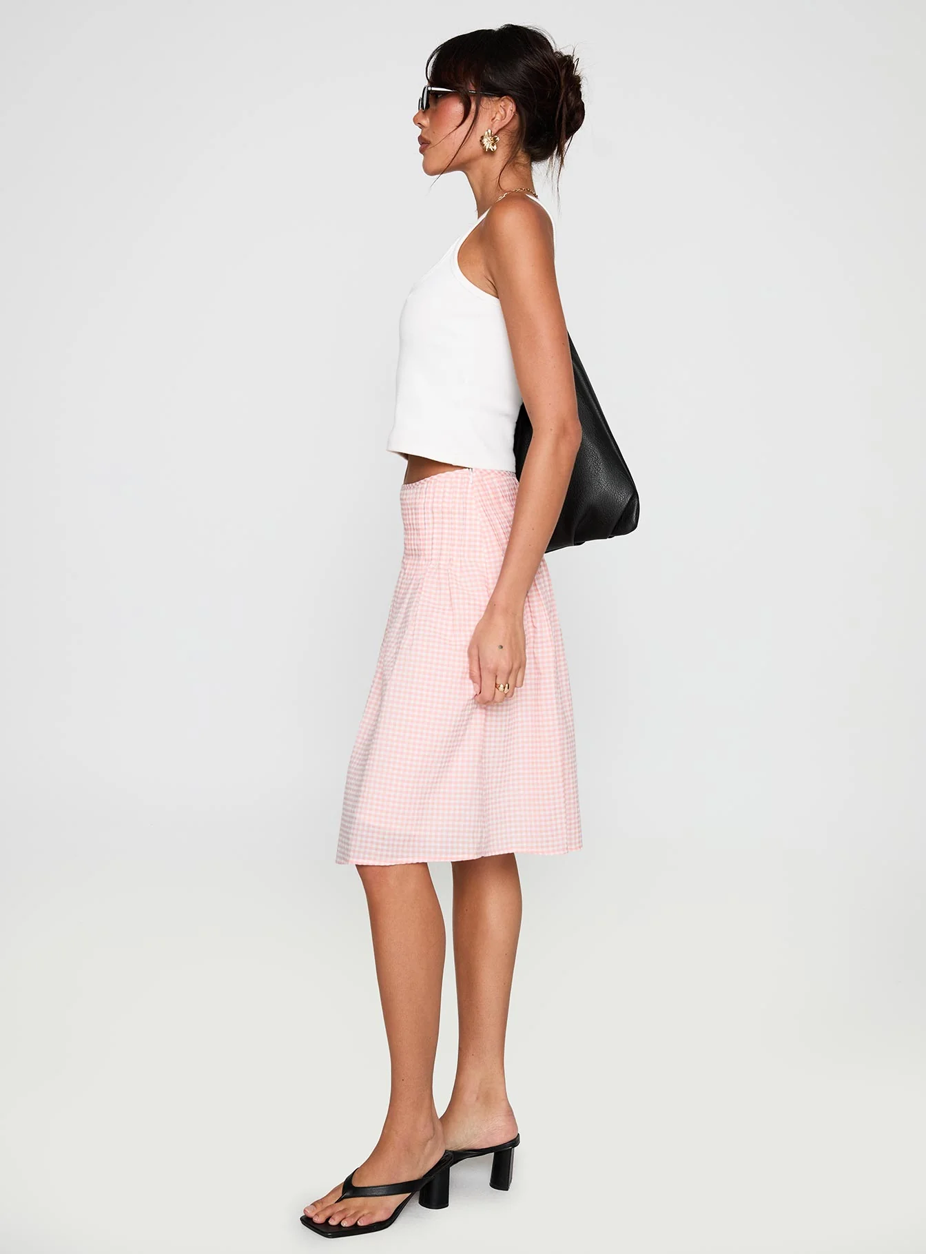 Maryanna Midi Skirt Pink Gingham - Image 4