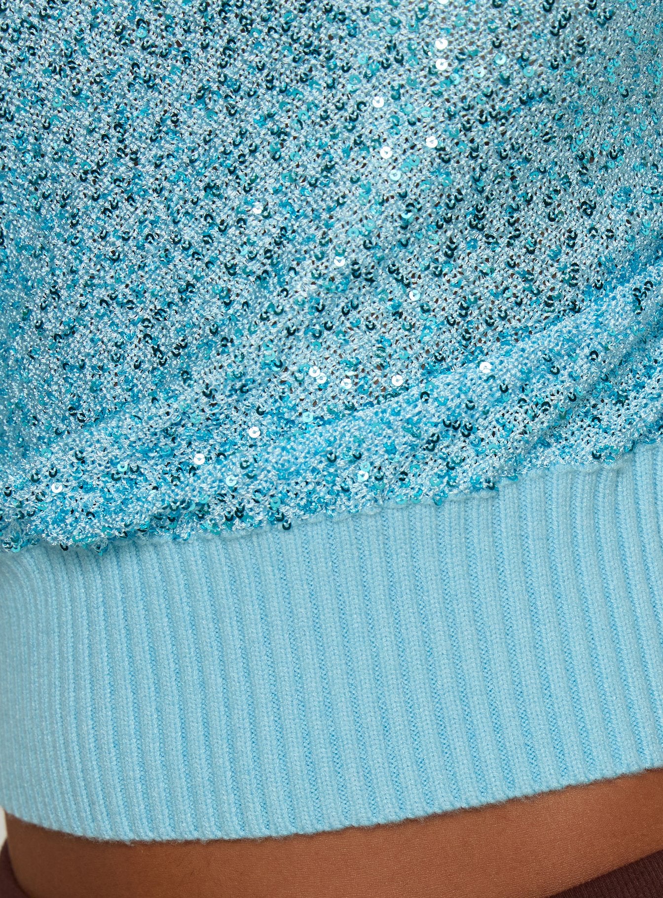 Marysa Sequin Knit Blouson Top Blue - Image 7