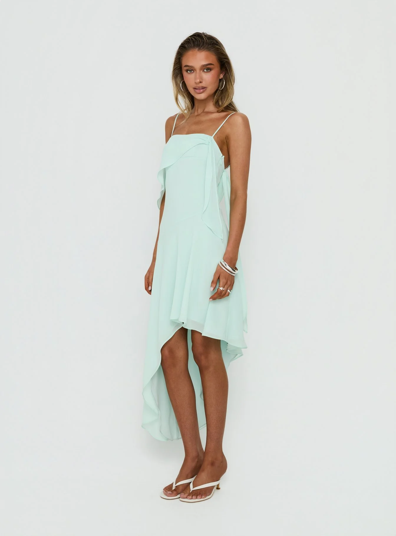 Massey Bust Draping Low Back Midi Dress Aqua - Image 3