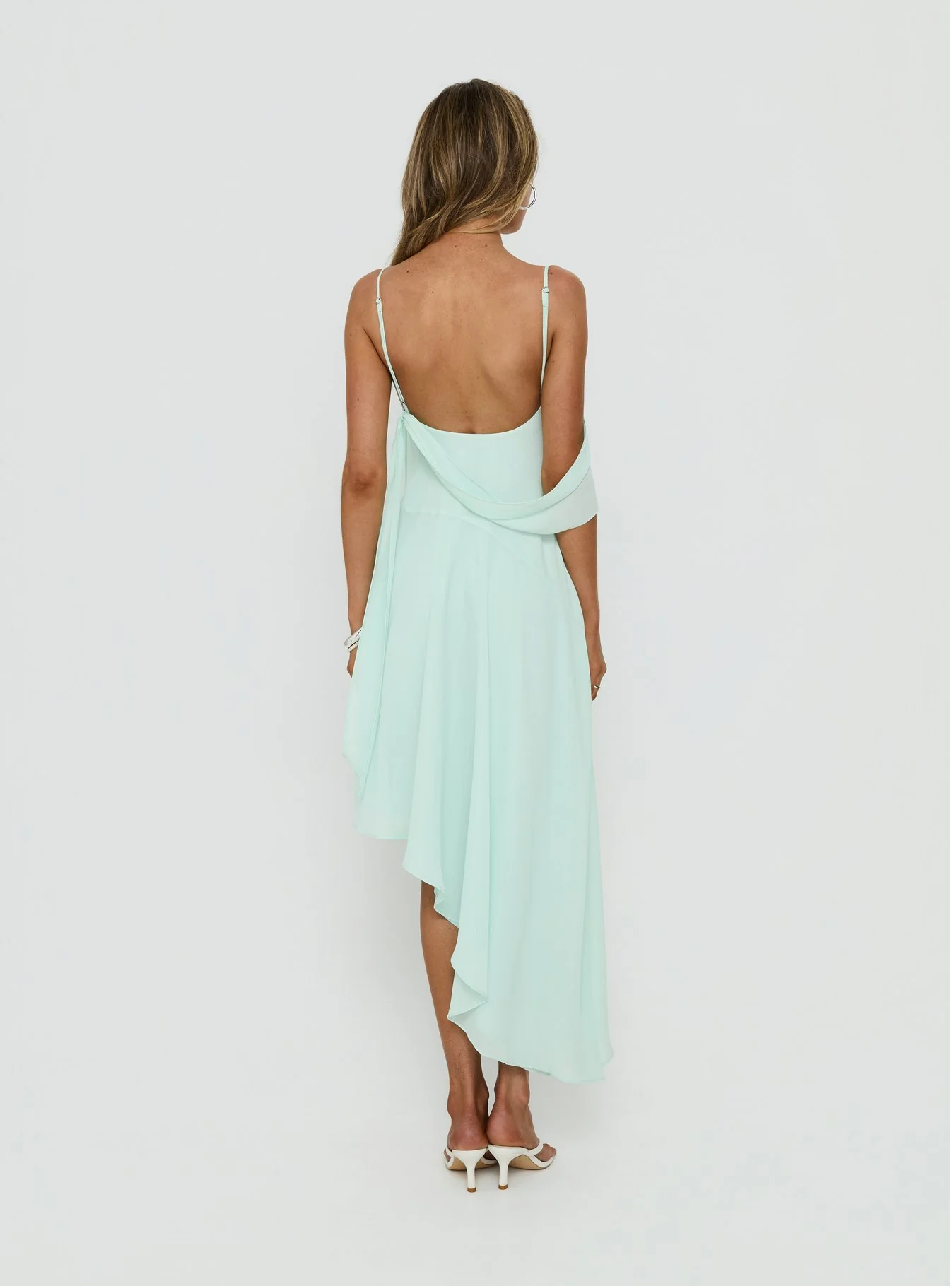 Massey Bust Draping Low Back Midi Dress Aqua - Image 4