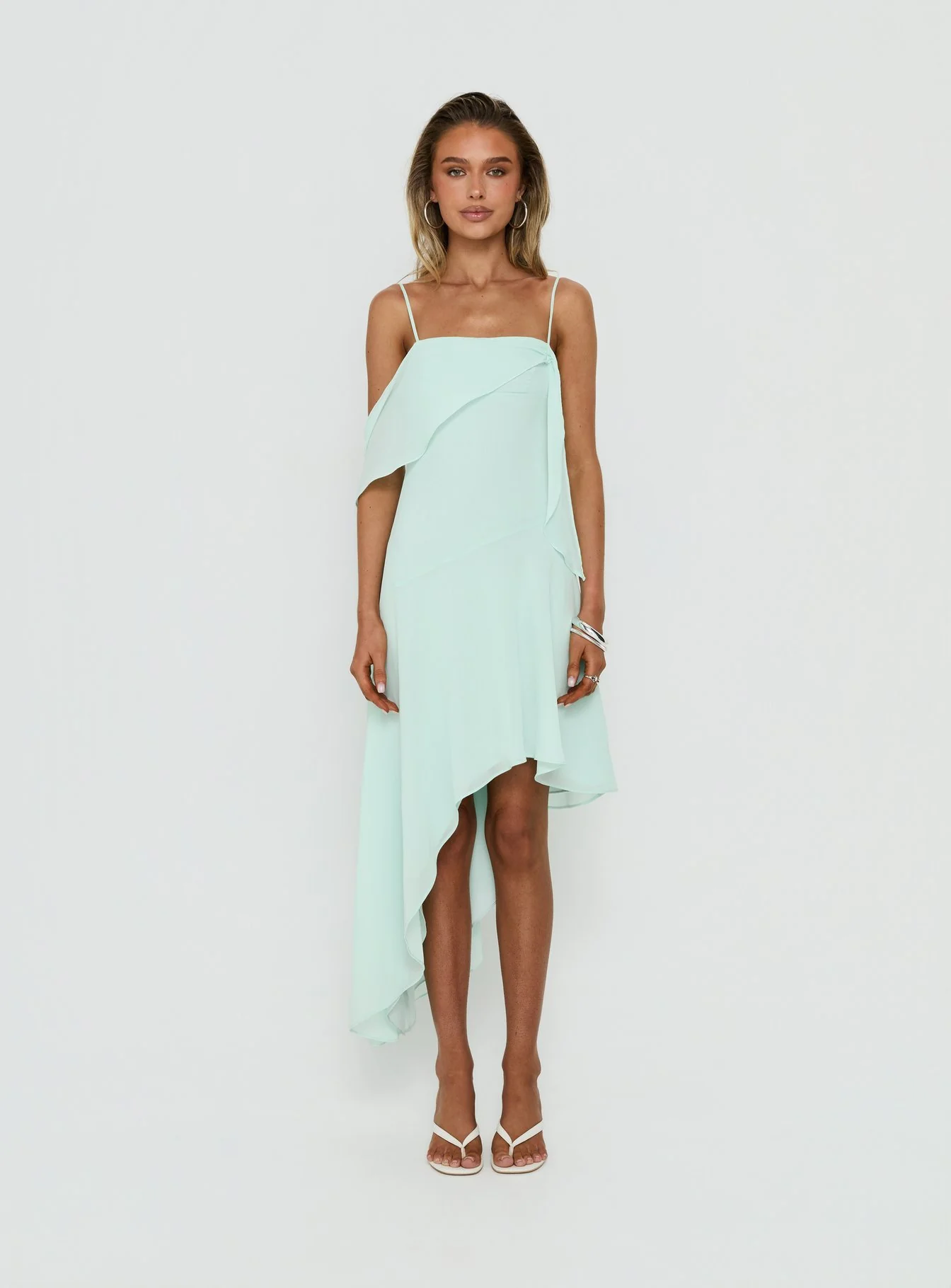 Massey Bust Draping Low Back Midi Dress Aqua - Image 6