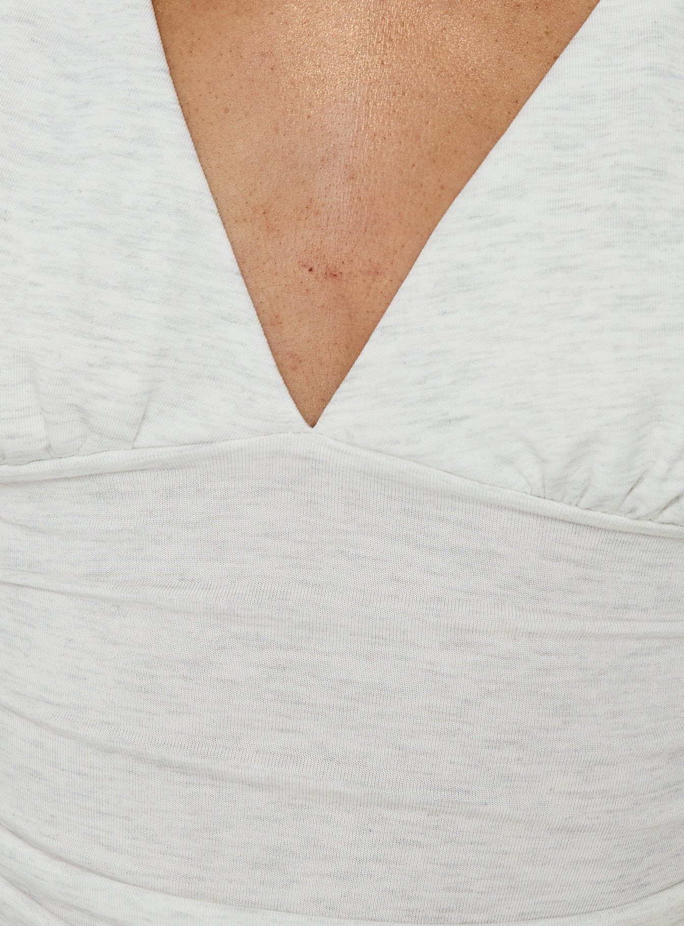 Mattey Cinched V Neck Top Grey Marle - Image 6