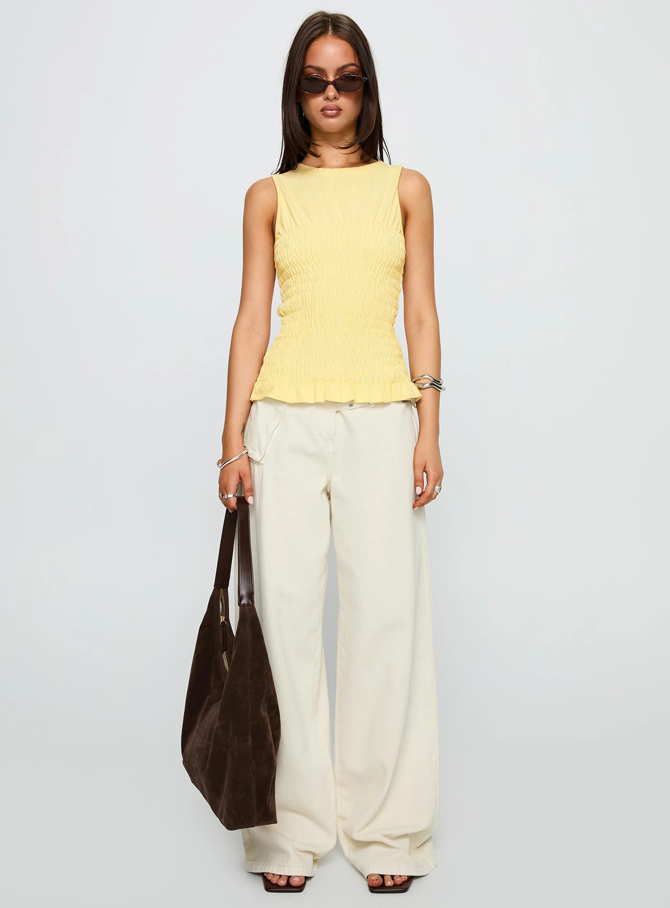Maybe Tomorrow Ruched Sleeveless Top Lemon - Image 7