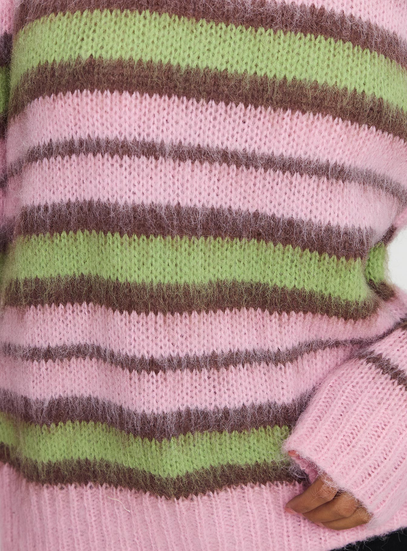 Maysie Crew Neck Knit Sweater Green / Pink - Image 5