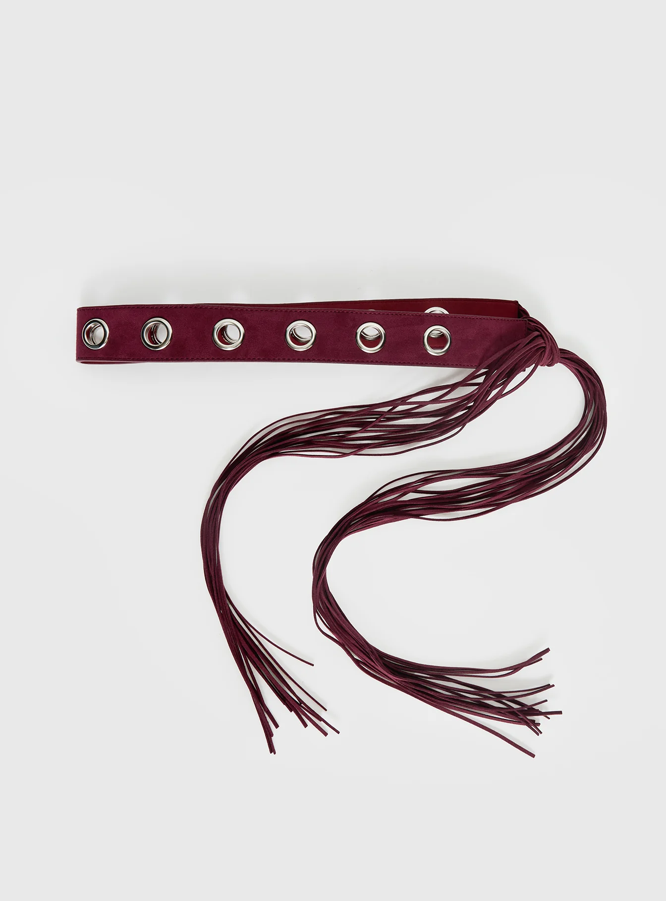 Maysie Faux Suede Tassel Belt Cherry - Image 2