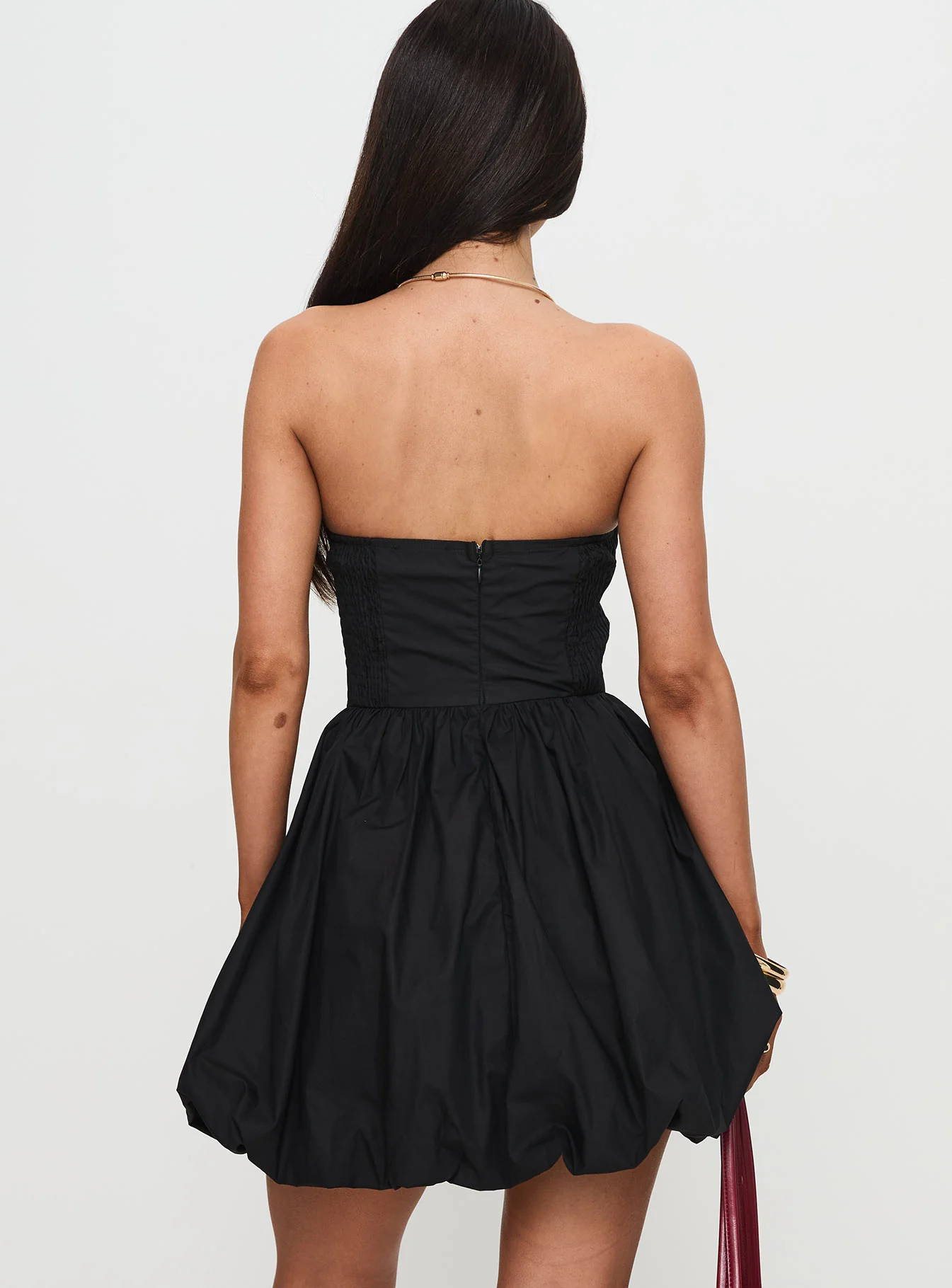 Melaina Bubble Hem Mini Dress Black - Image 4