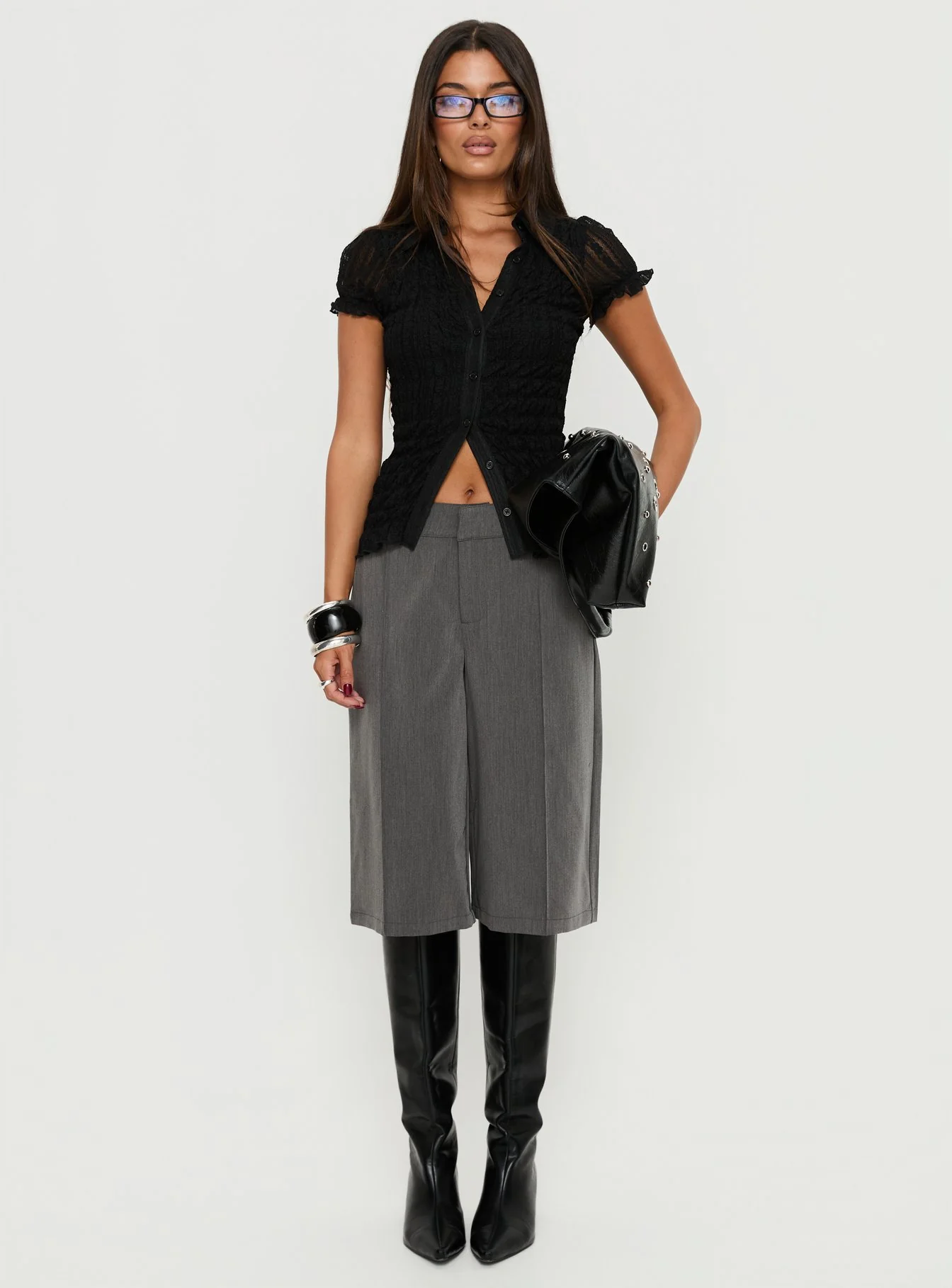 Melaniya Button Up Top Black - Image 6