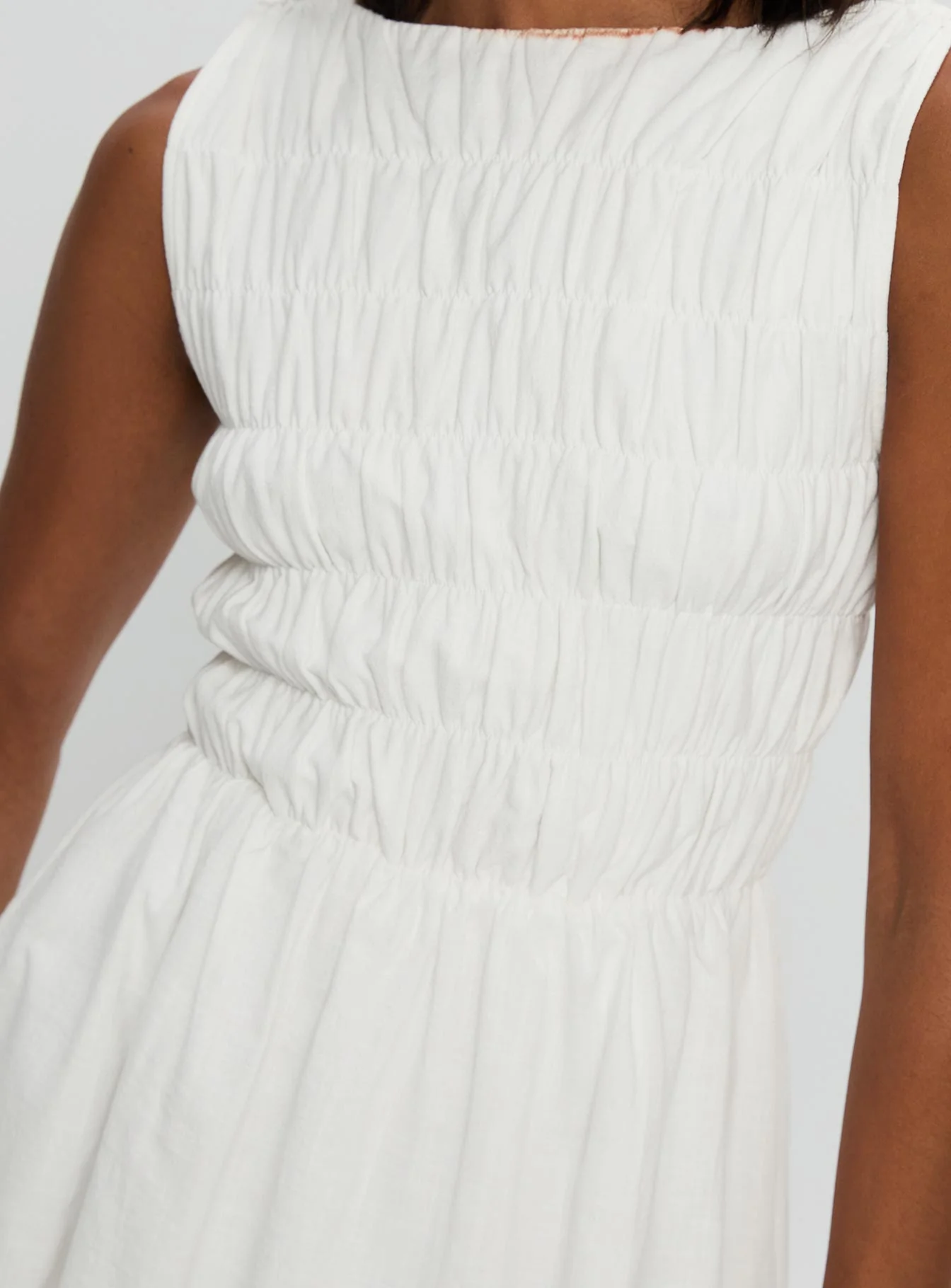 Melona Shirred Mini Dress White - Image 6