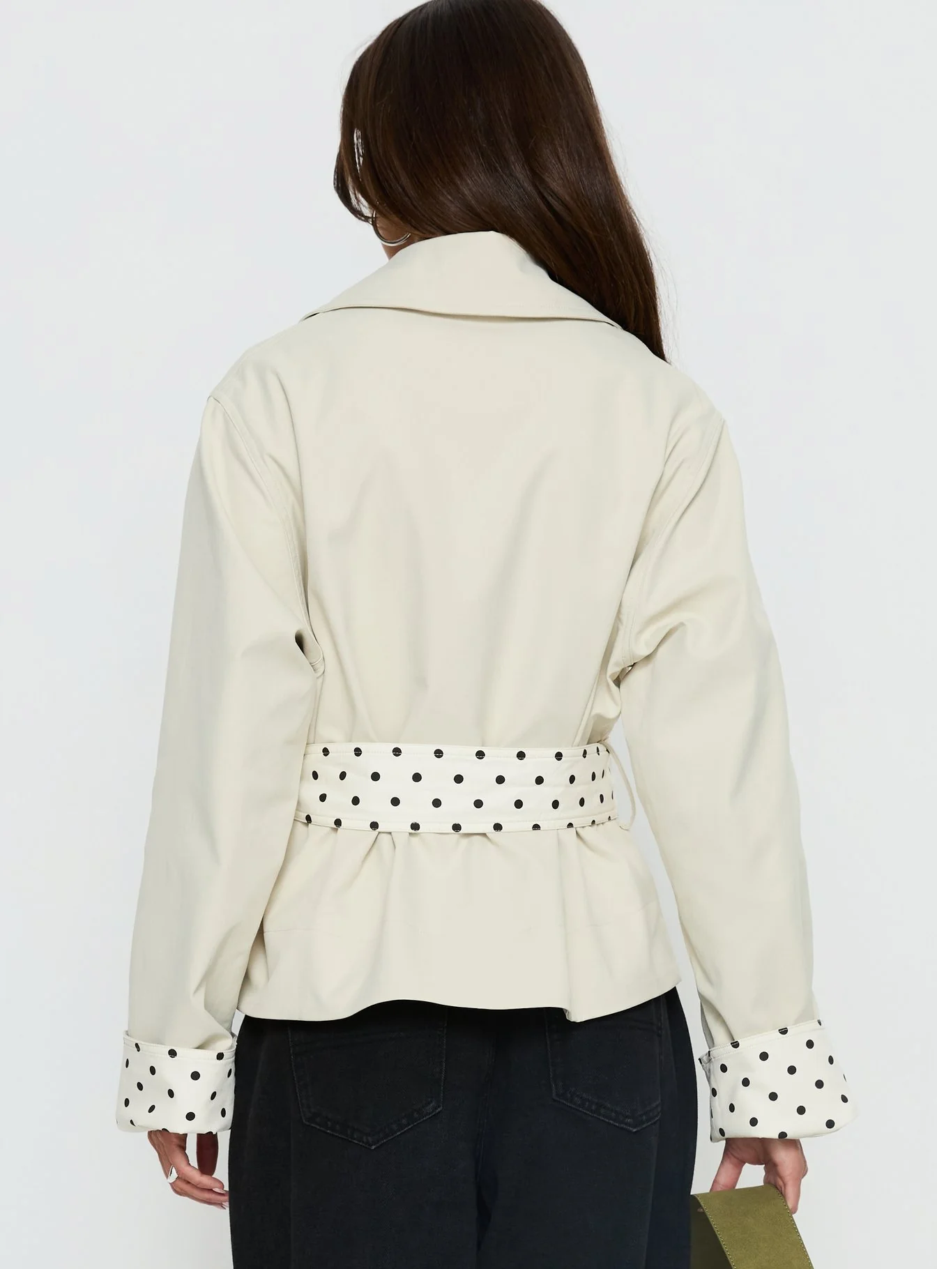 Meriana Cropped Trench Beige Polka Dot - Image 4