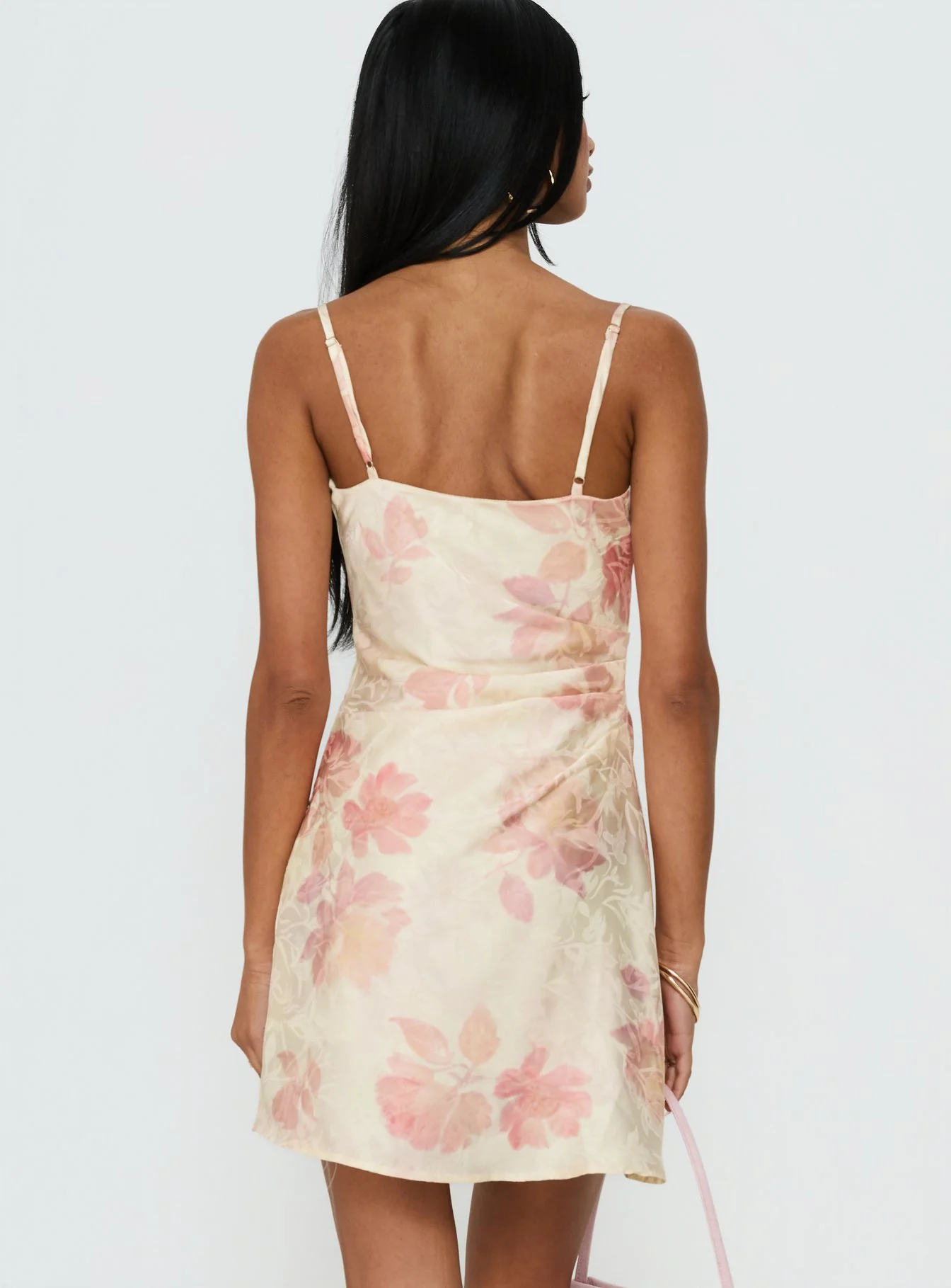 Mienna Cowl Neck Mini Dress Yellow / Pink Floral - Image 4