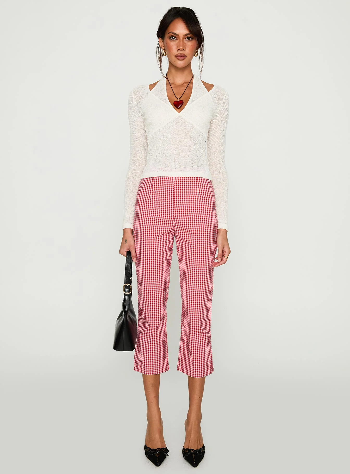 Mignonette Capri Pant Red Gingham - Image 7