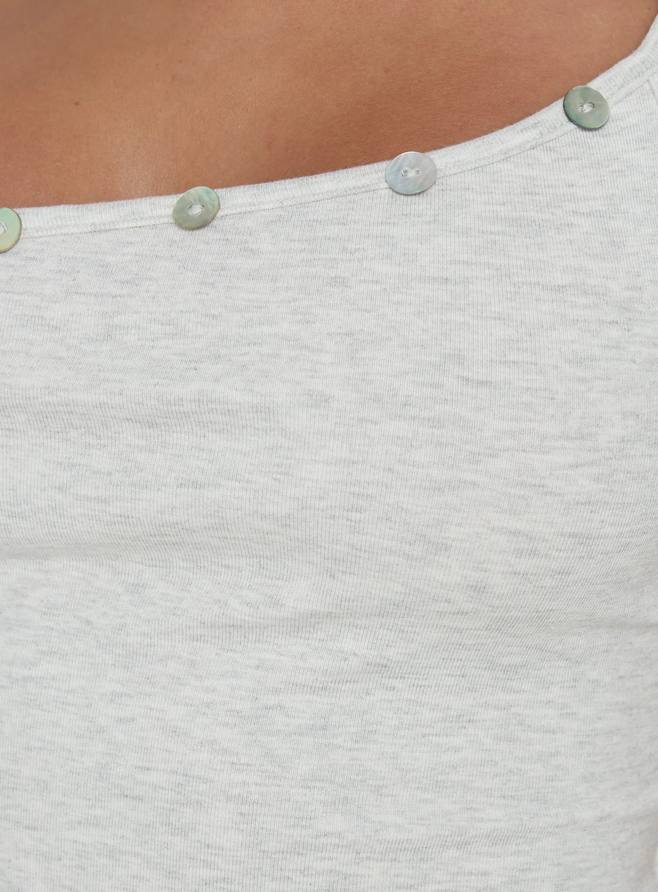 Mimmi One Shoulder Button Detail Top Grey - Image 6