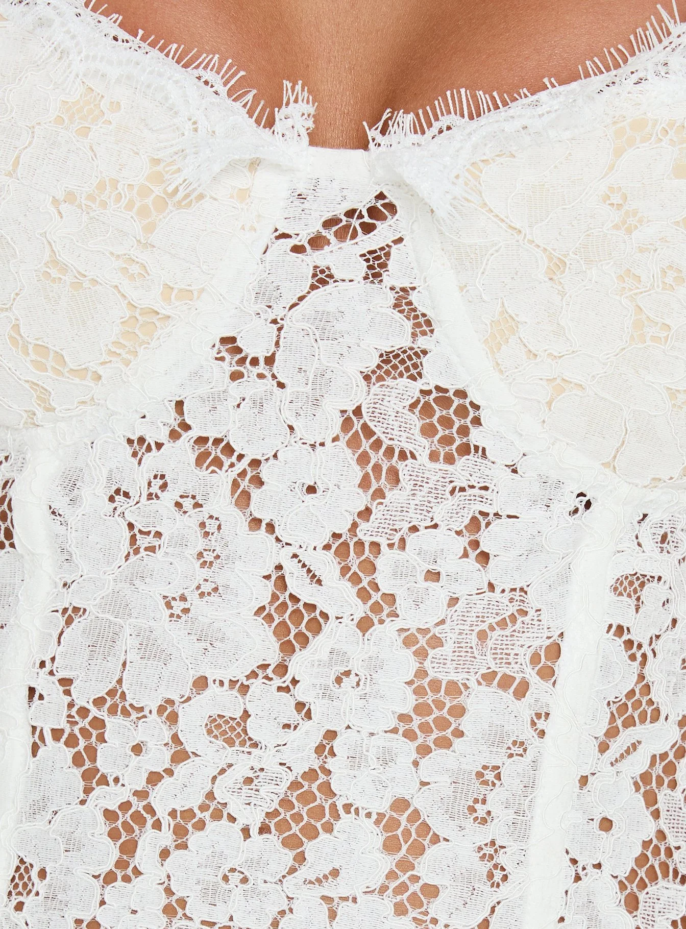 Miquela Short Sleeve Corset Lace Top White - Image 6