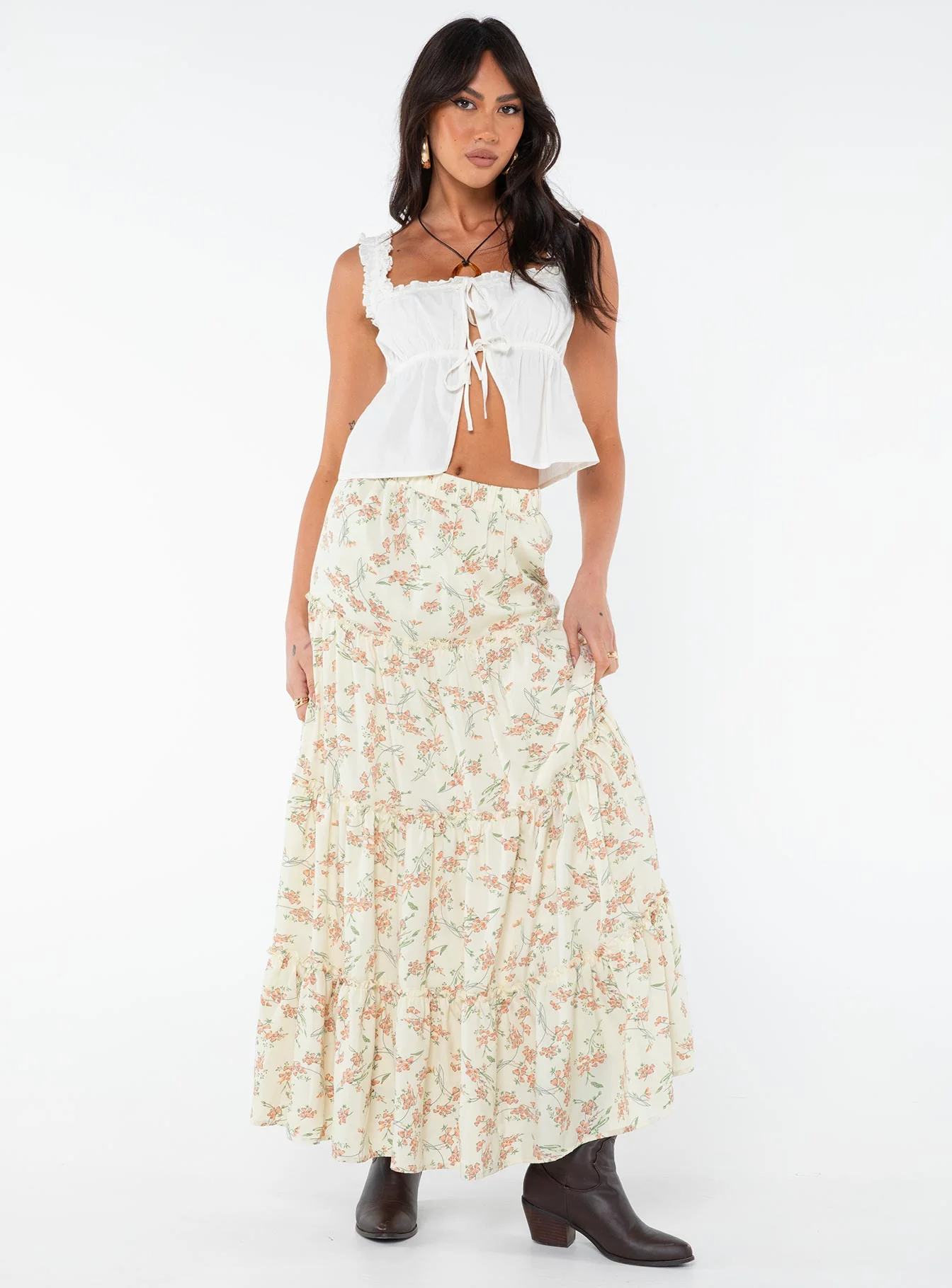 Miriah Maxi Skirt Cream Floral - Image 2