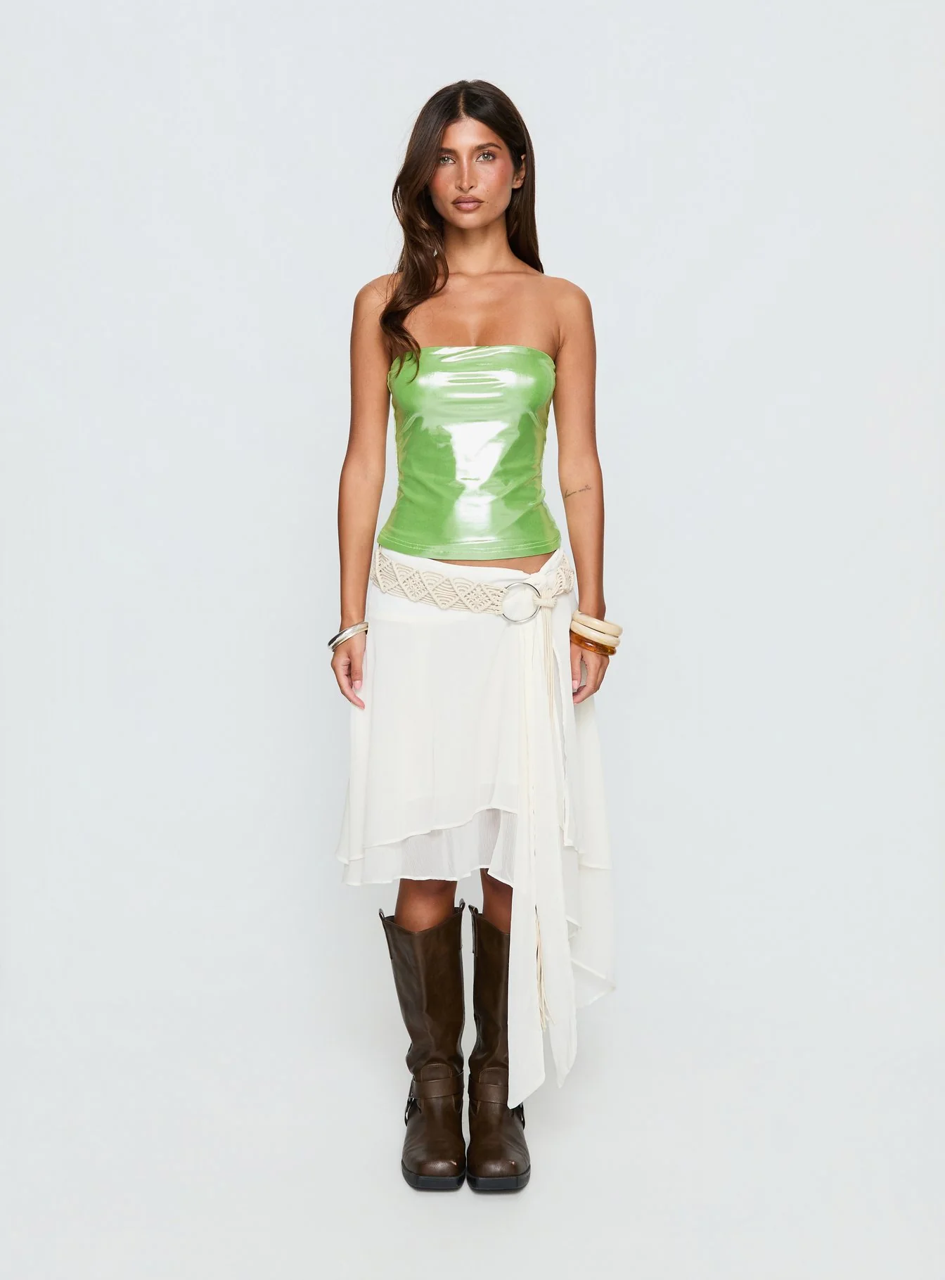 Mistyque Strapless Metallic Top Lime - Image 7