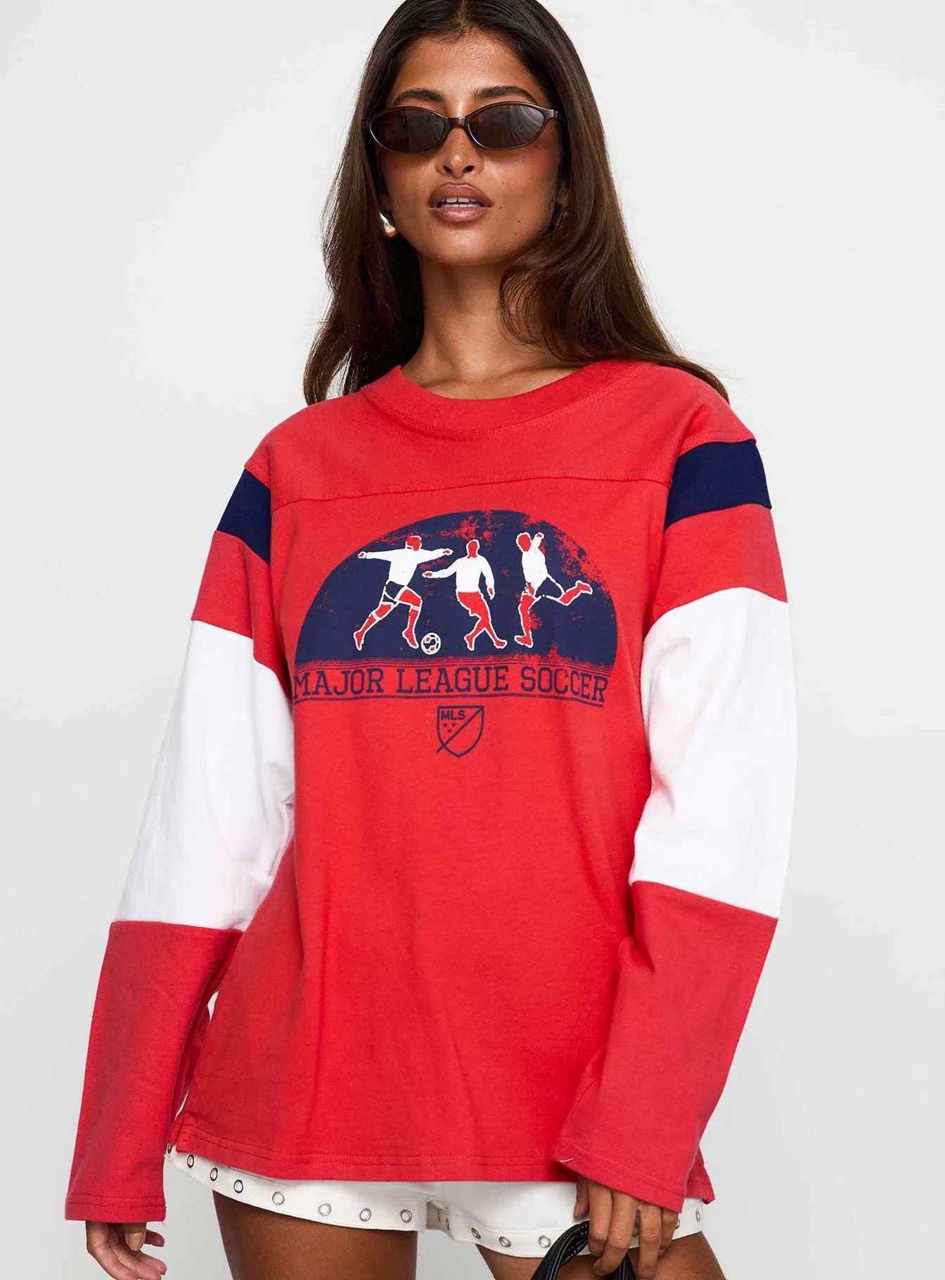MLS 96 Retro Oversized Long Sleeve Top Red - Image 2