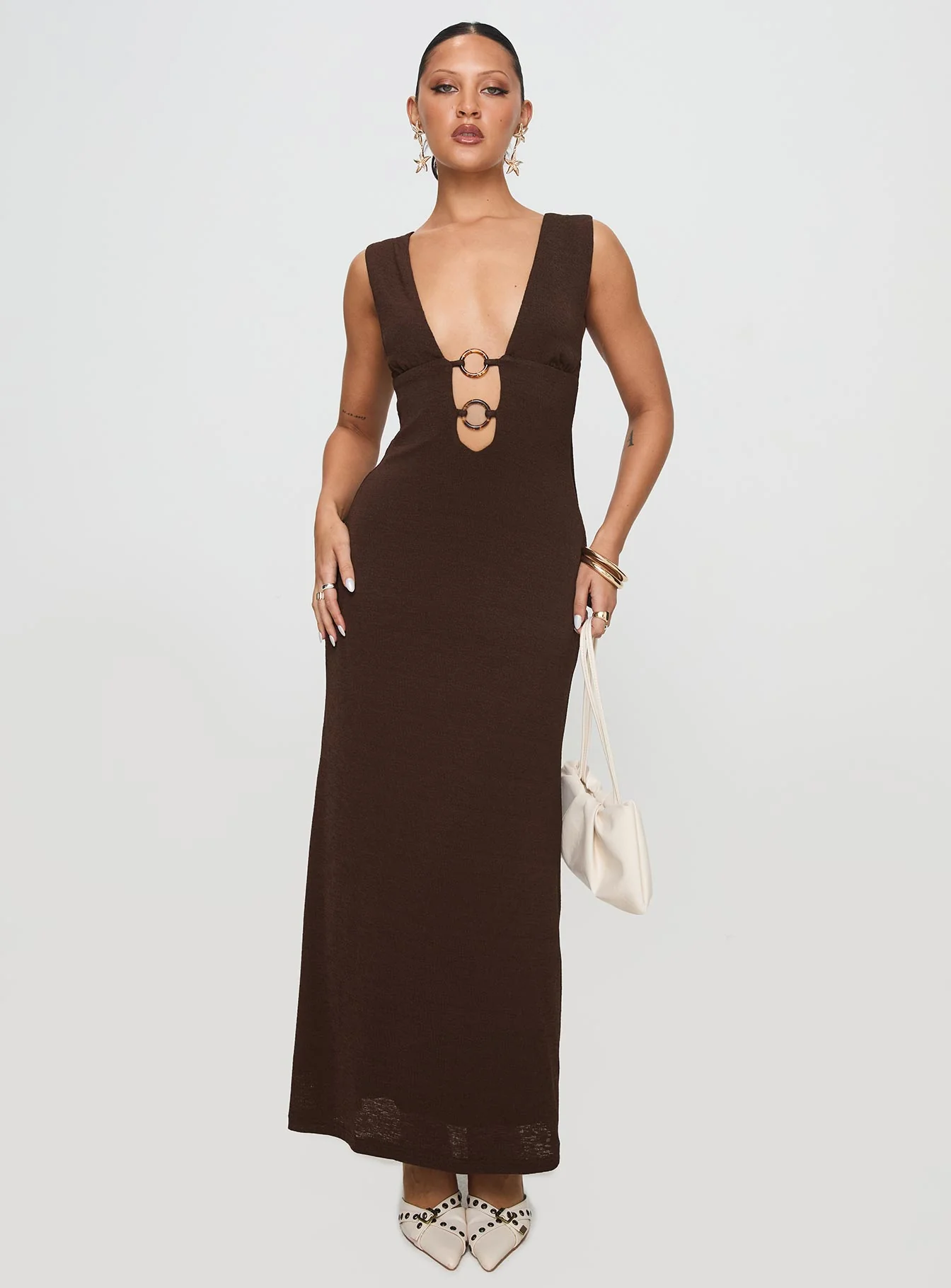 Steward Maxi Dress Chocolate - Image 3