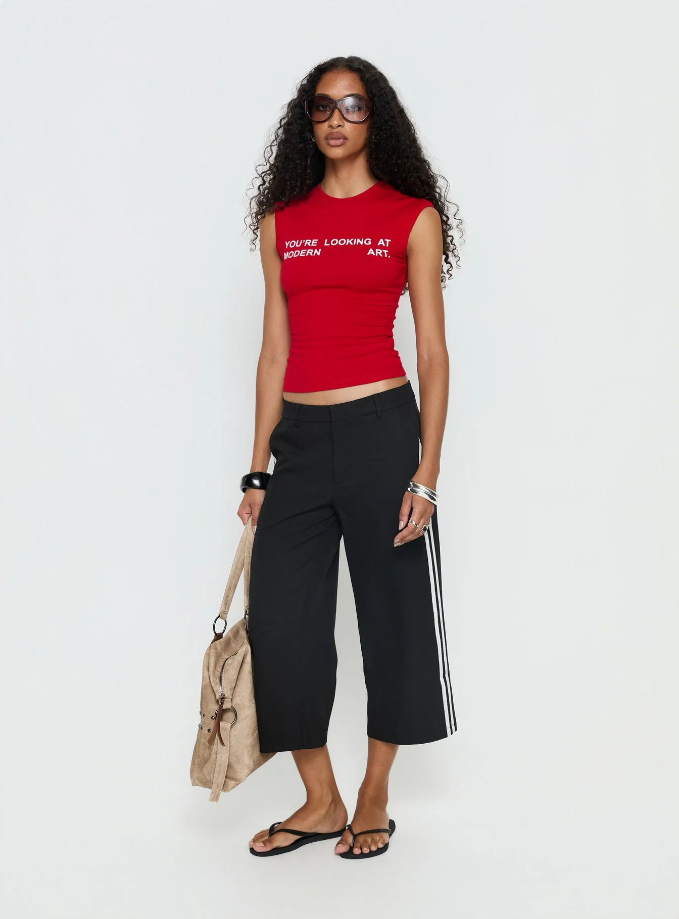 Modern Art Graphic Baby Tee Red - Image 3