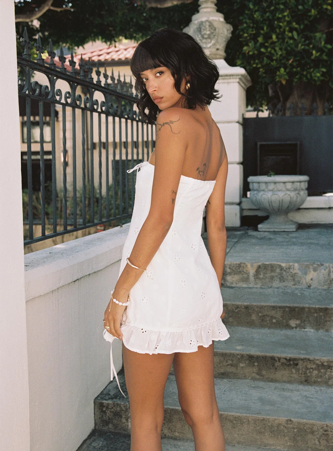 Molloy Strapless Mini Dress White - Image 4