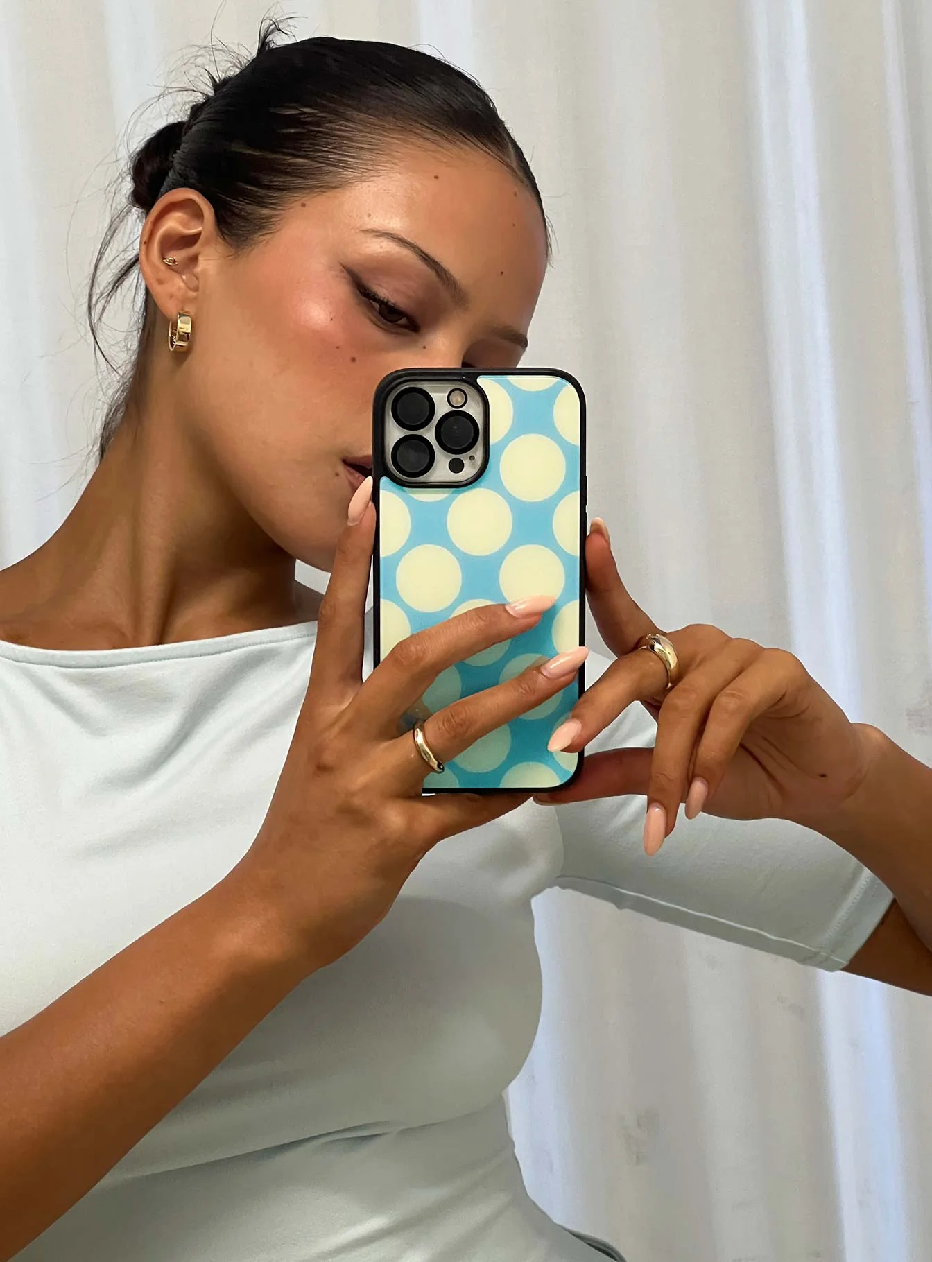 Money Drop iPhone Case Blue / Yellow Polka Dot - Image 3