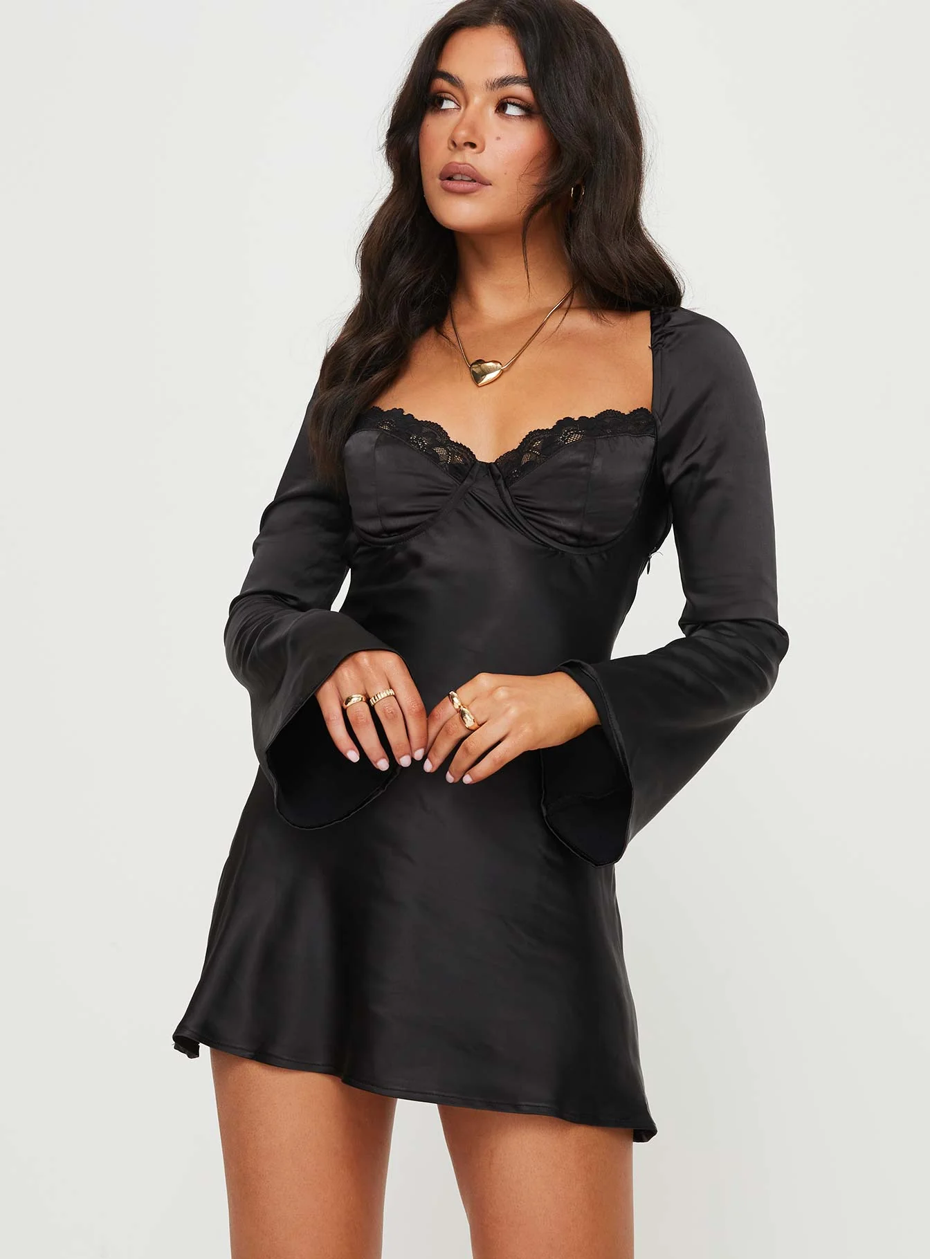 Moniz Long Sleeve Mini Dress Black - Image 2