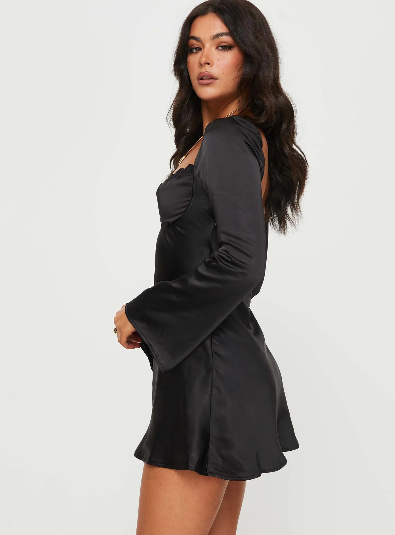 Moniz Long Sleeve Mini Dress Black - Image 4