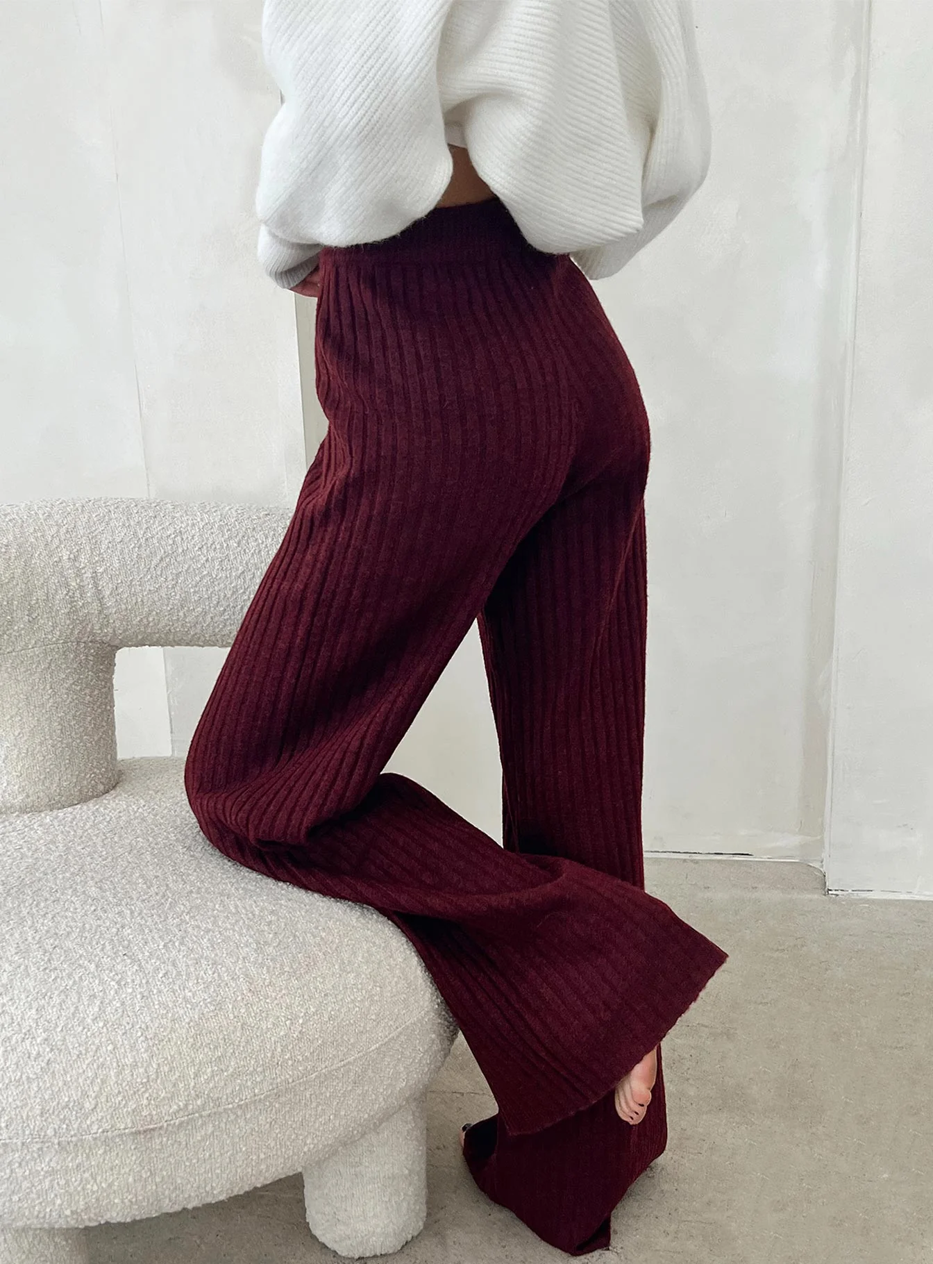 Montana Knit Pants Maroon - Image 5