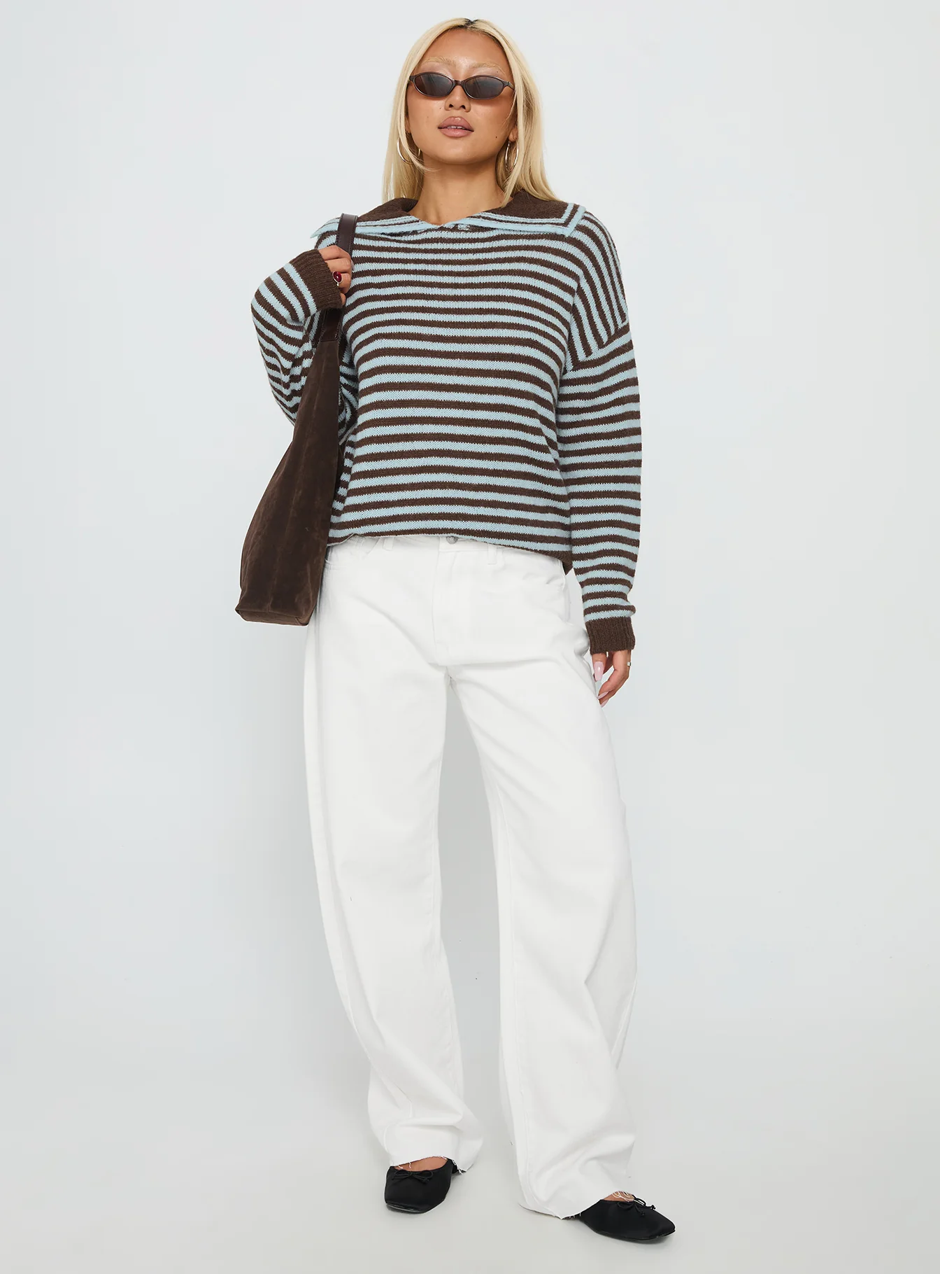 Moon Went Dark Collared Knit Sweater Stripe - Image 3