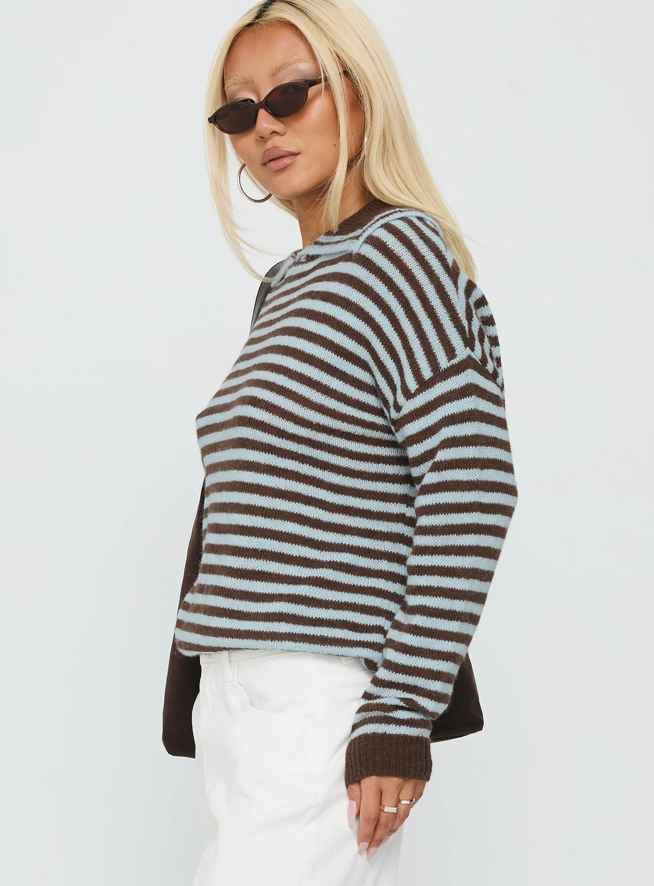 Moon Went Dark Collared Knit Sweater Stripe - Image 4