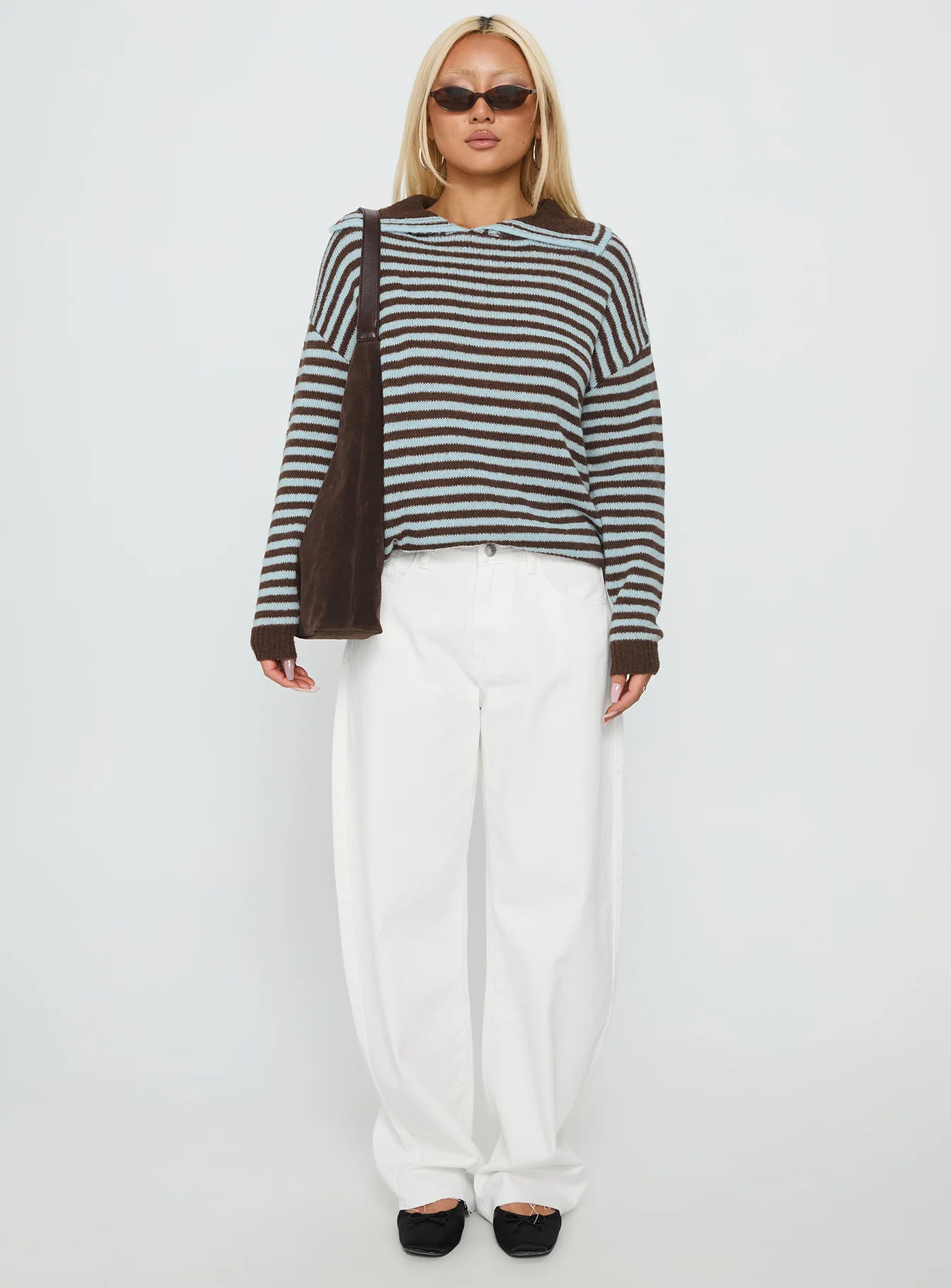 Moon Went Dark Collared Knit Sweater Stripe - Image 7