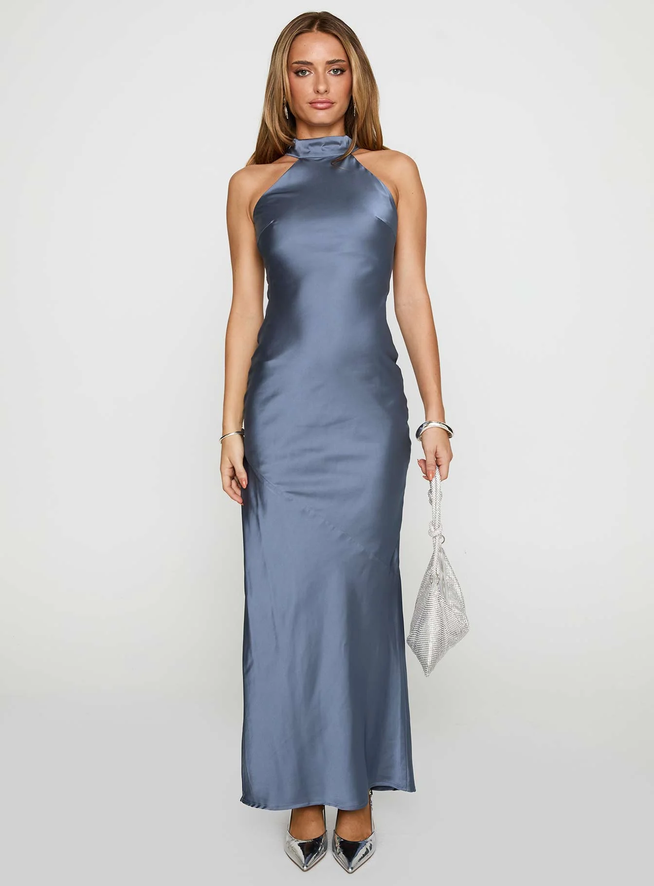 Mordecai Halter Maxi Dress Blue - Image 6
