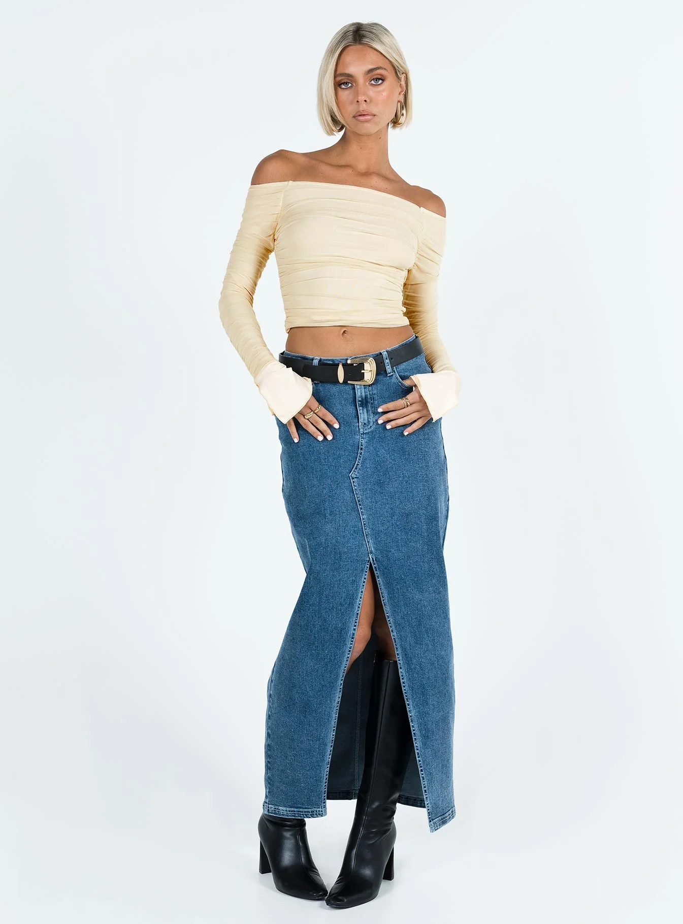 Moreno Off The Shoulder Top Peach - Image 3