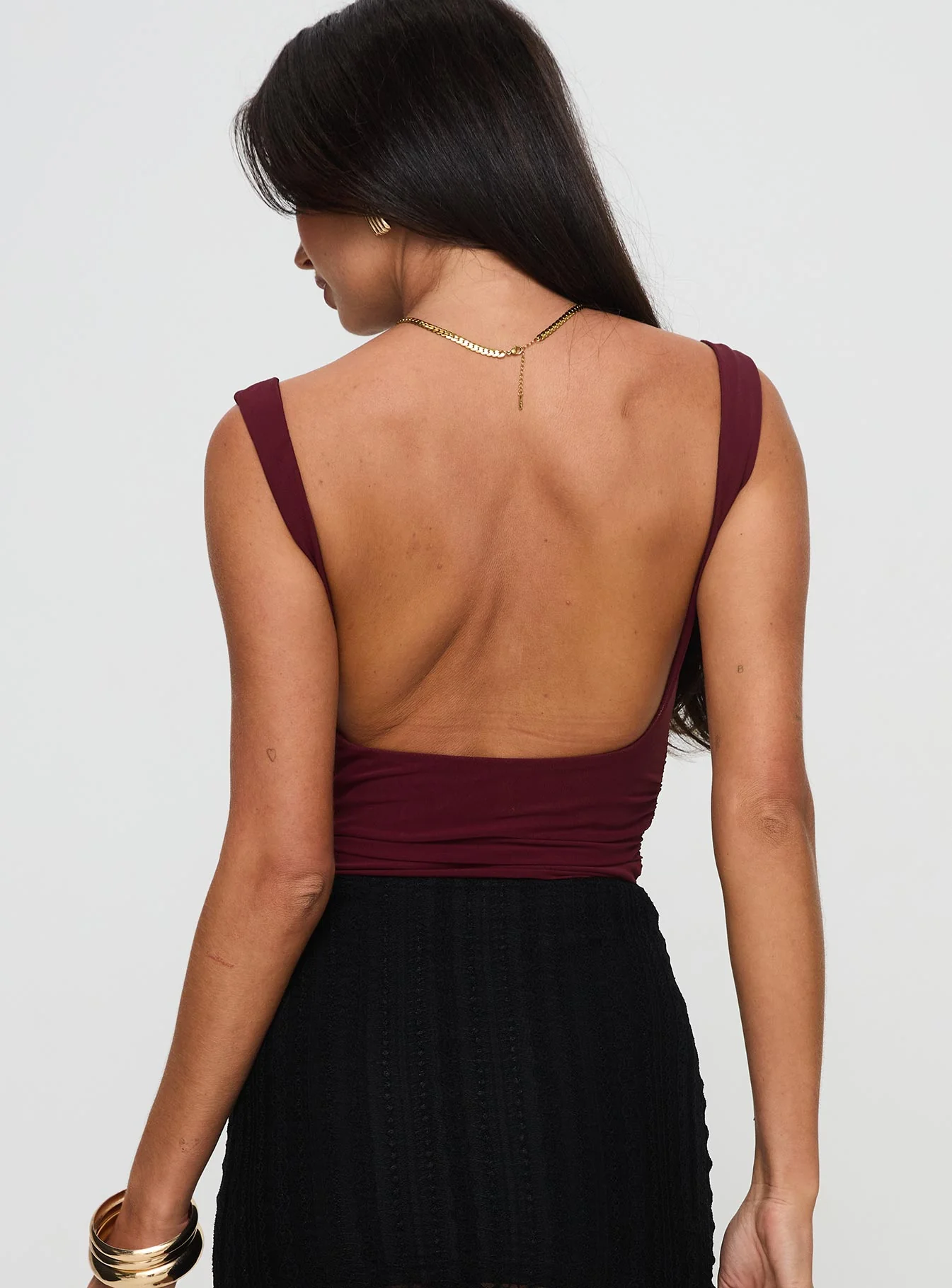 Morgane Mesh Bodysuit Burgundy - Image 5