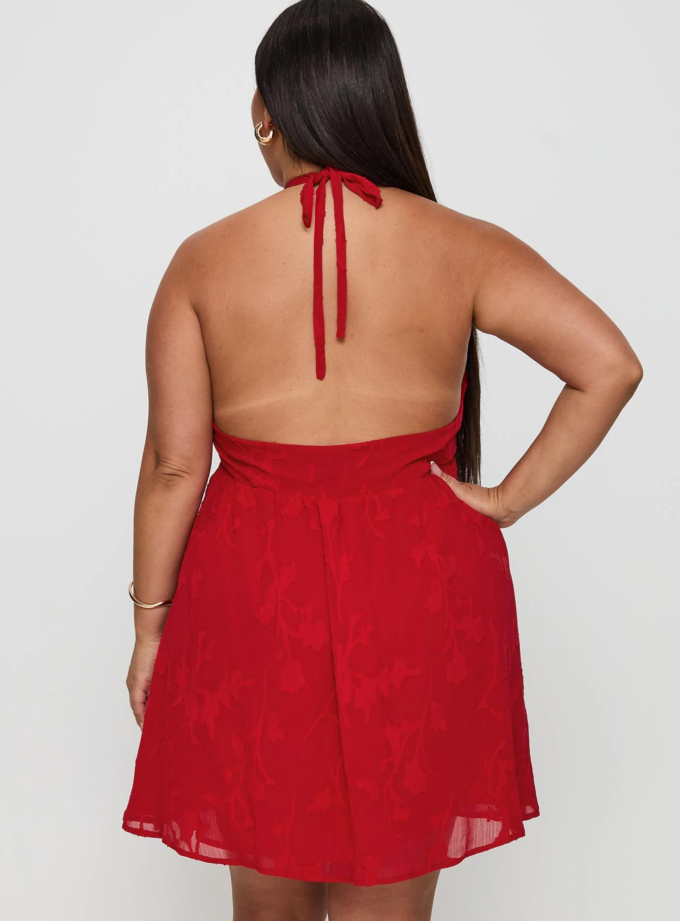 Moriah Halter Mini Dress Red Curve - Image 4