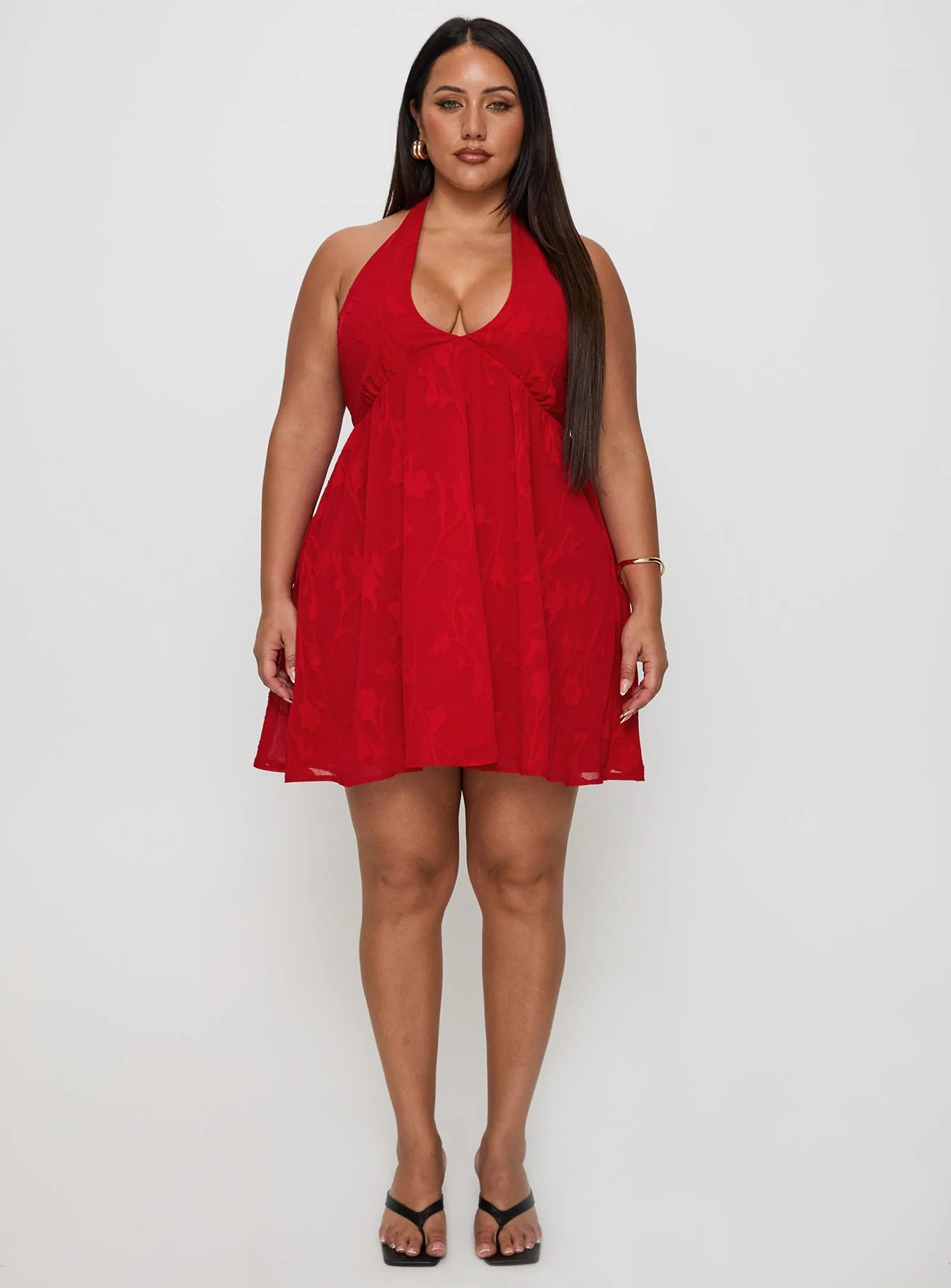 Moriah Halter Mini Dress Red Curve - Image 6