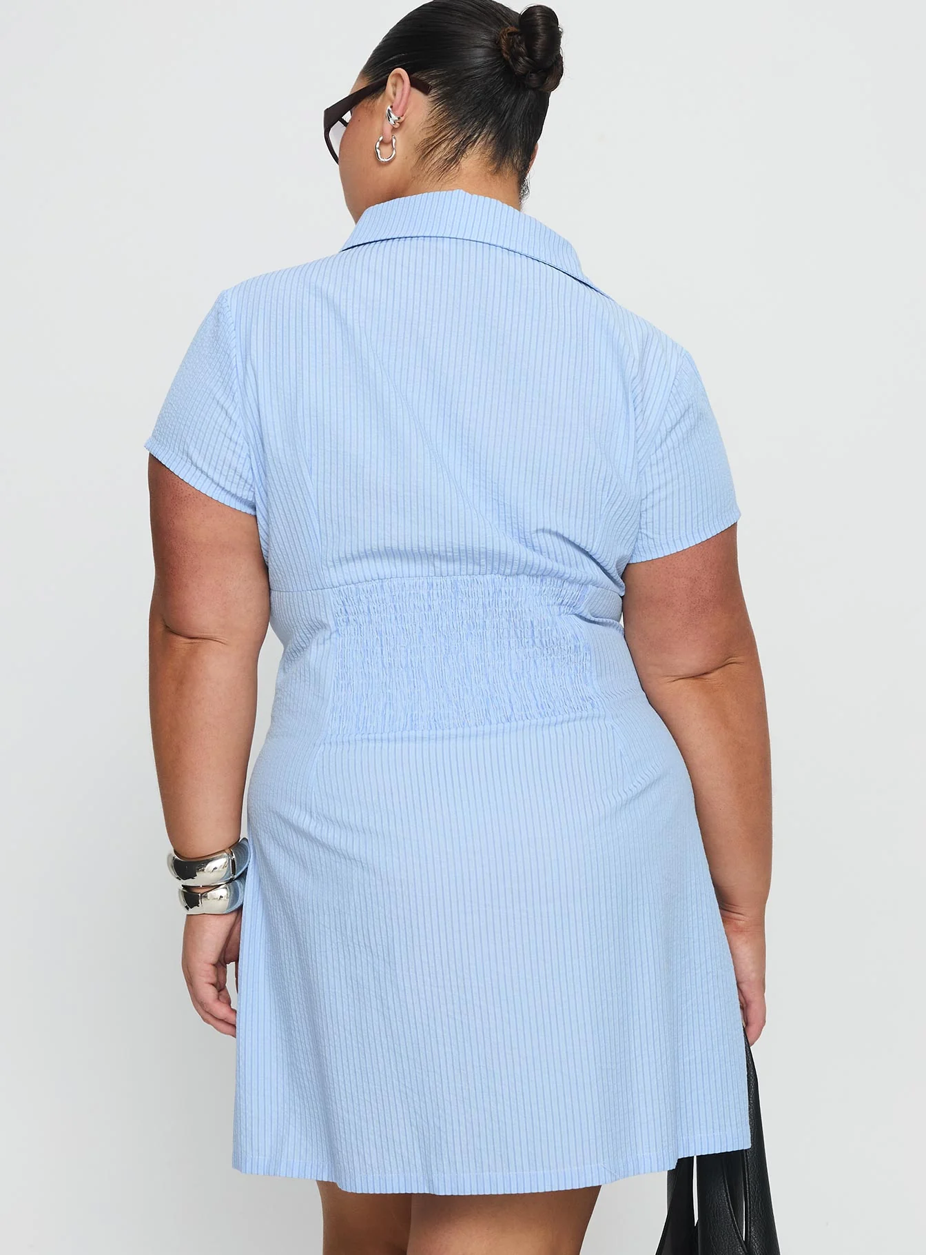 Motley Mini Dress Blue Stripe Curve - Image 5