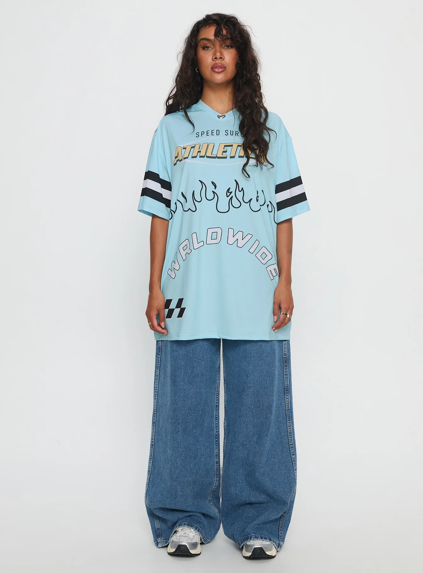 Moto Speedster Oversized Graphic Top Blue - Image 6