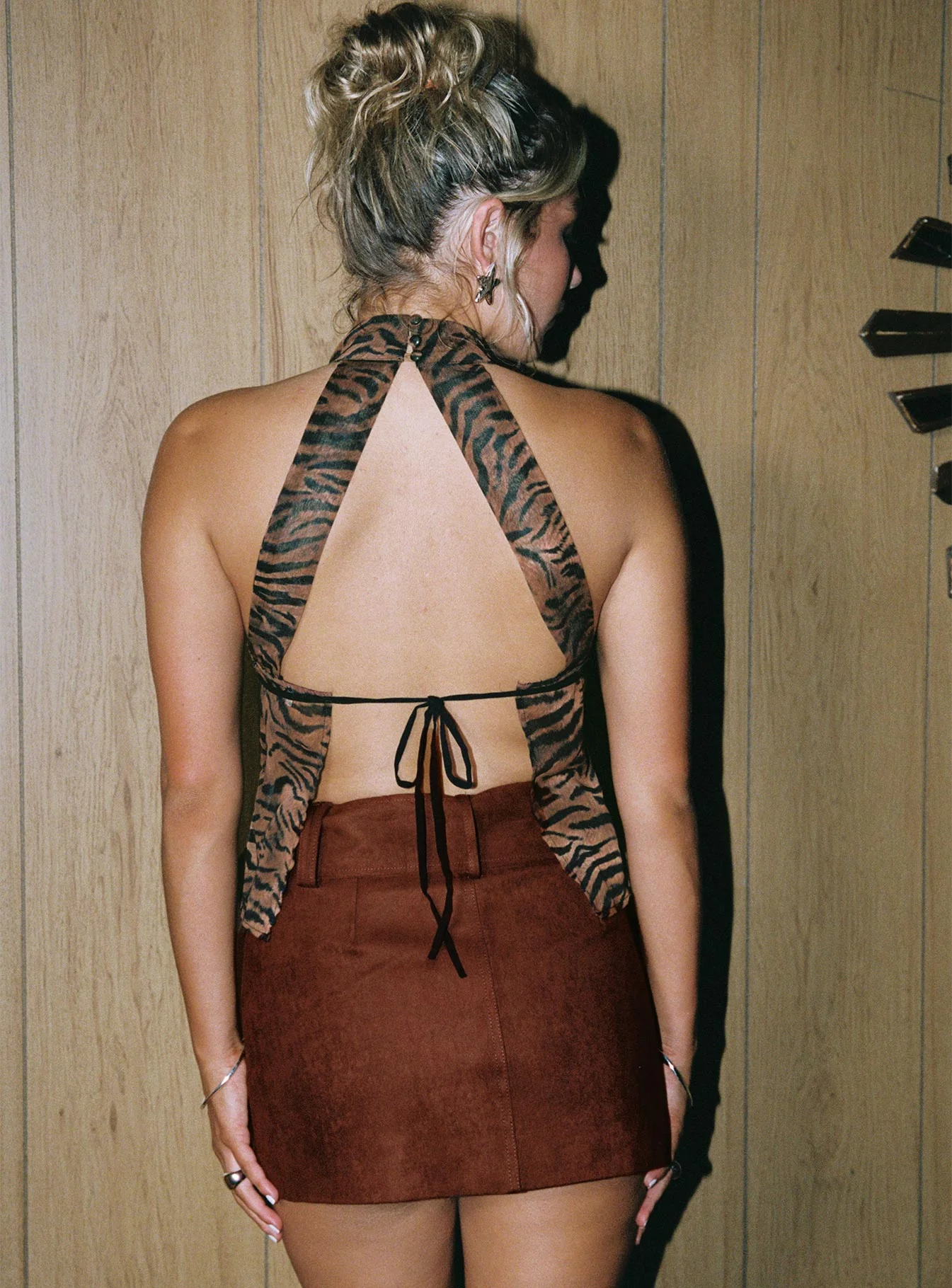 Movita Belted Mini Skirt Brown - Image 5
