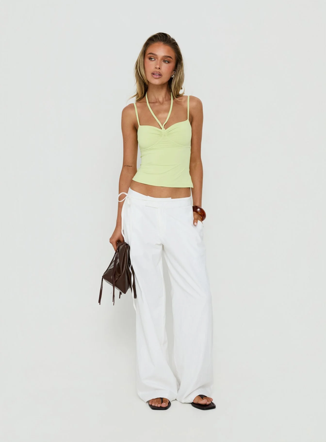 Mylana Straight Leg Tie Pants White - Image 3