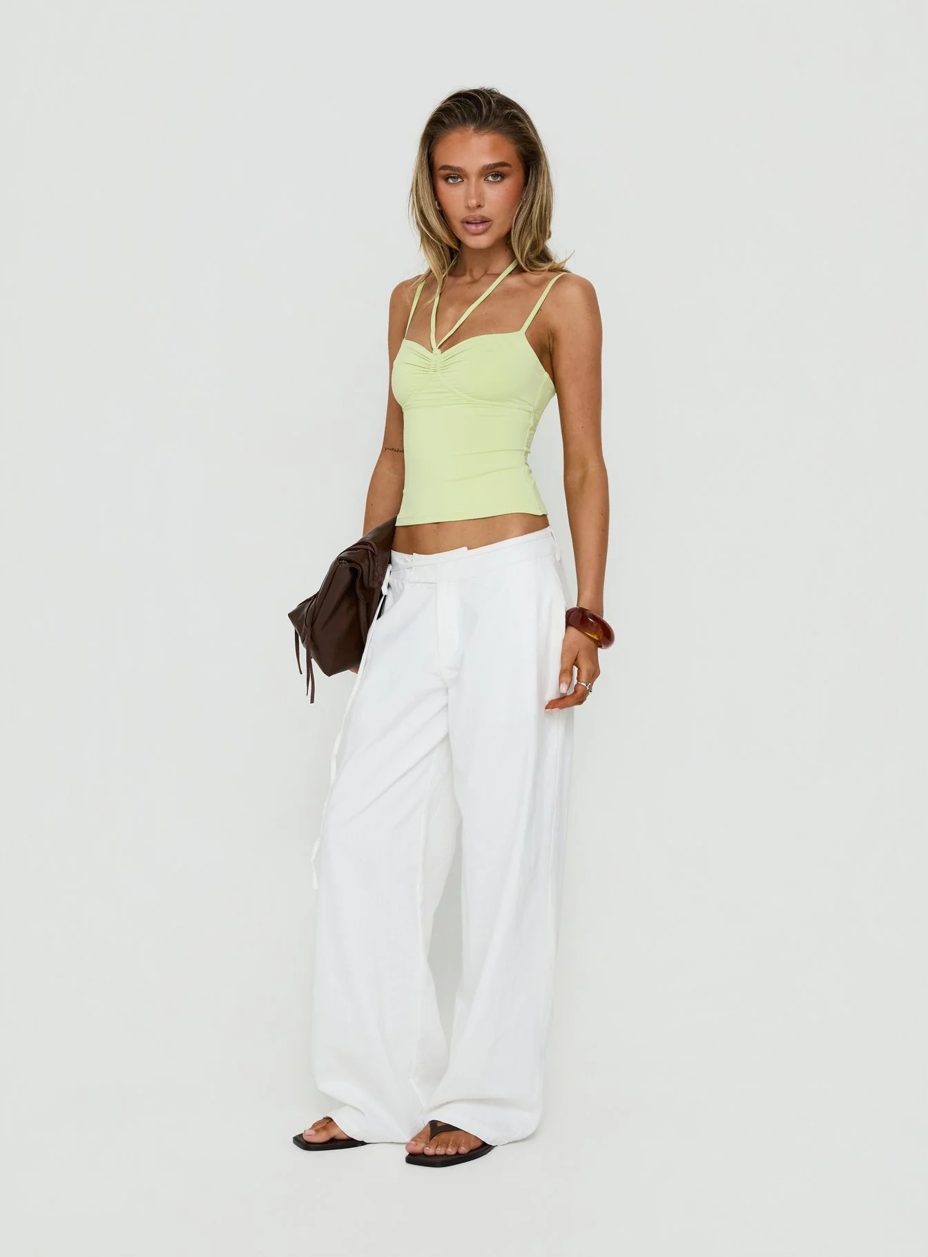 Mylana Straight Leg Tie Pants White - Image 4