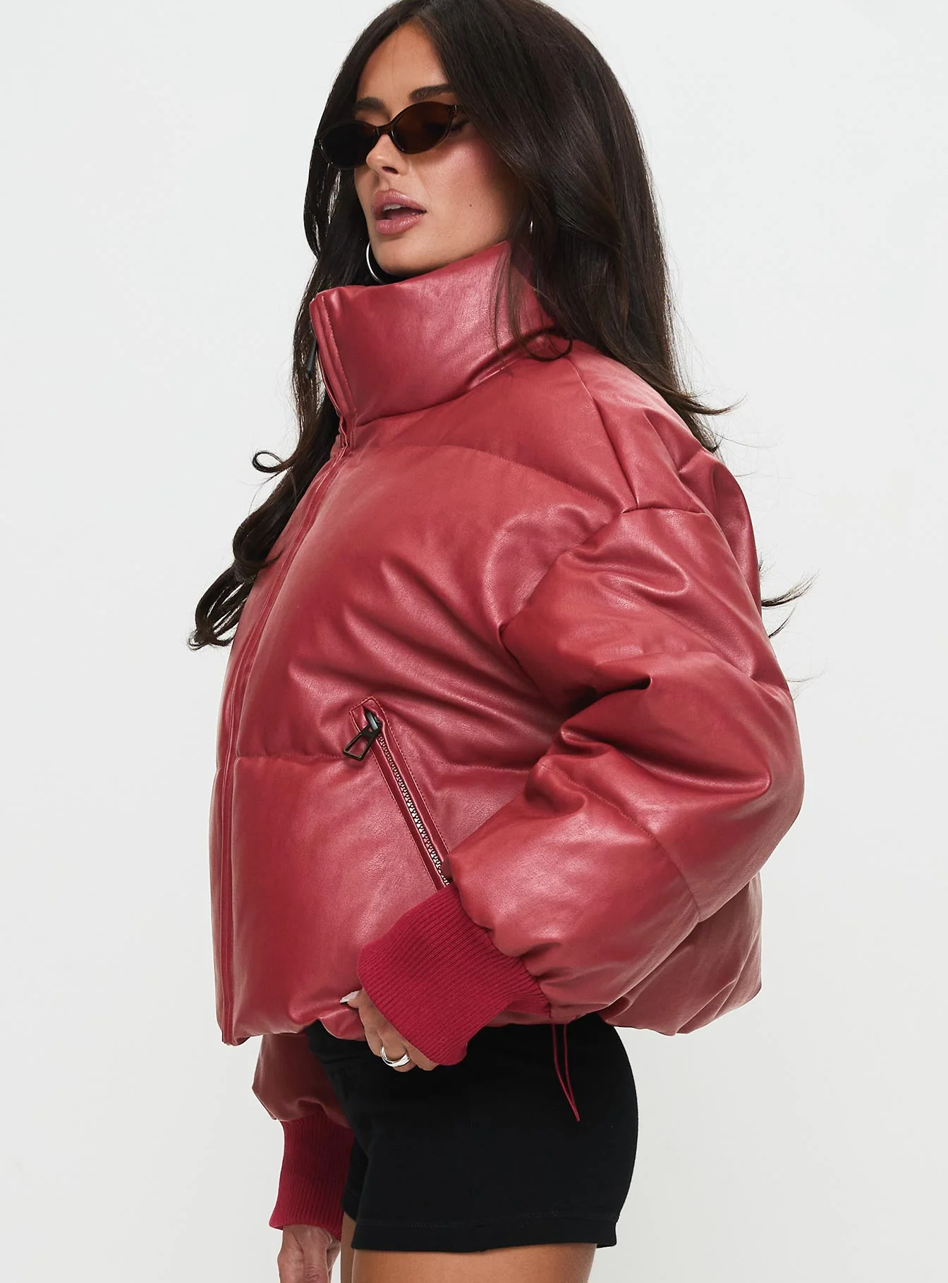 Myler Puffer Jacket Burgundy - Image 4