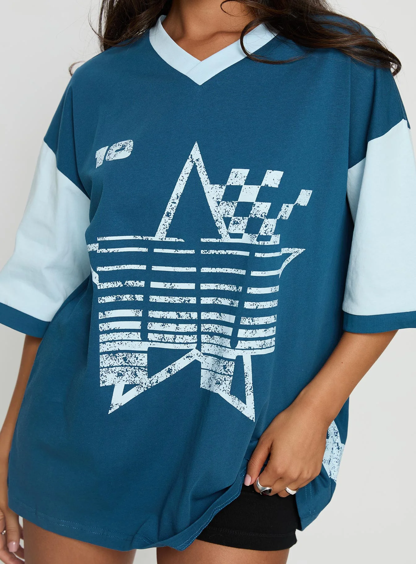 Nachell Short Sleeve Moto Top Blue - Image 6