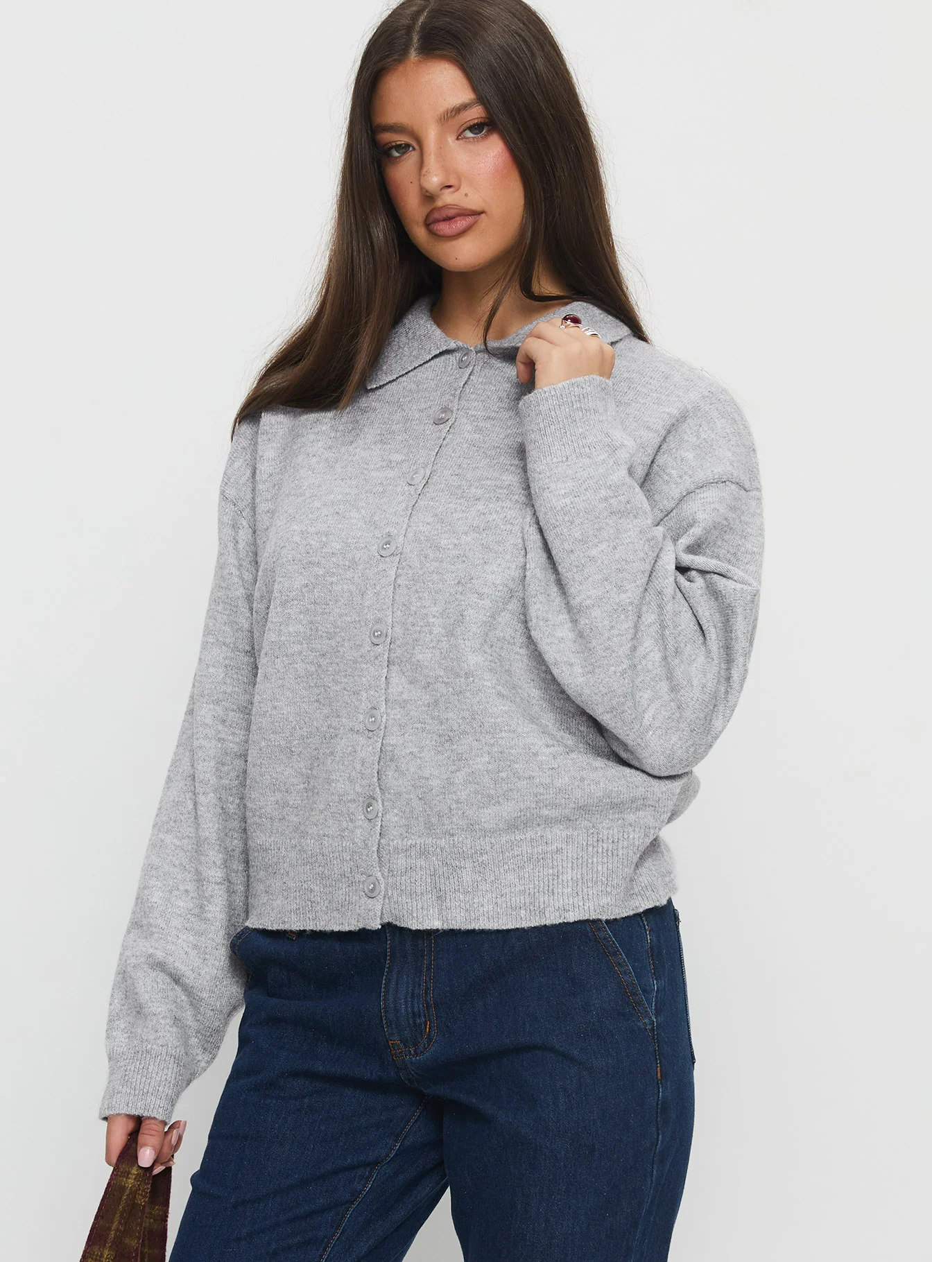 Nadyna Collared Cardigan Grey Marle - Image 4
